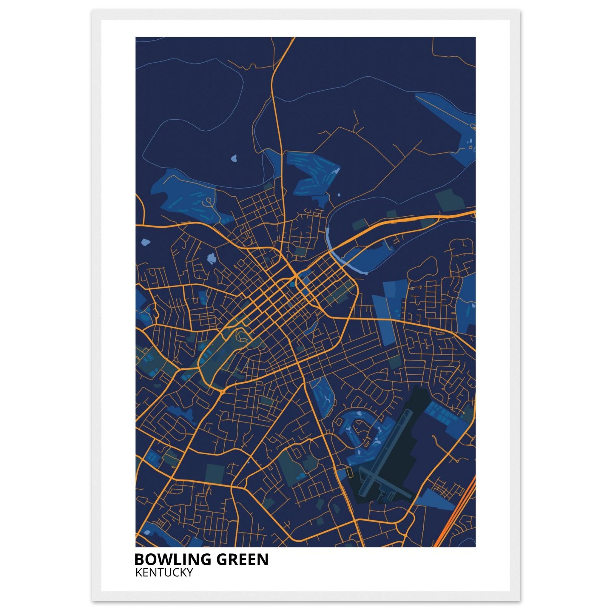 Bowling Green Kentucky City Map Poster | Custom Map Art Print - Ink And Atlas