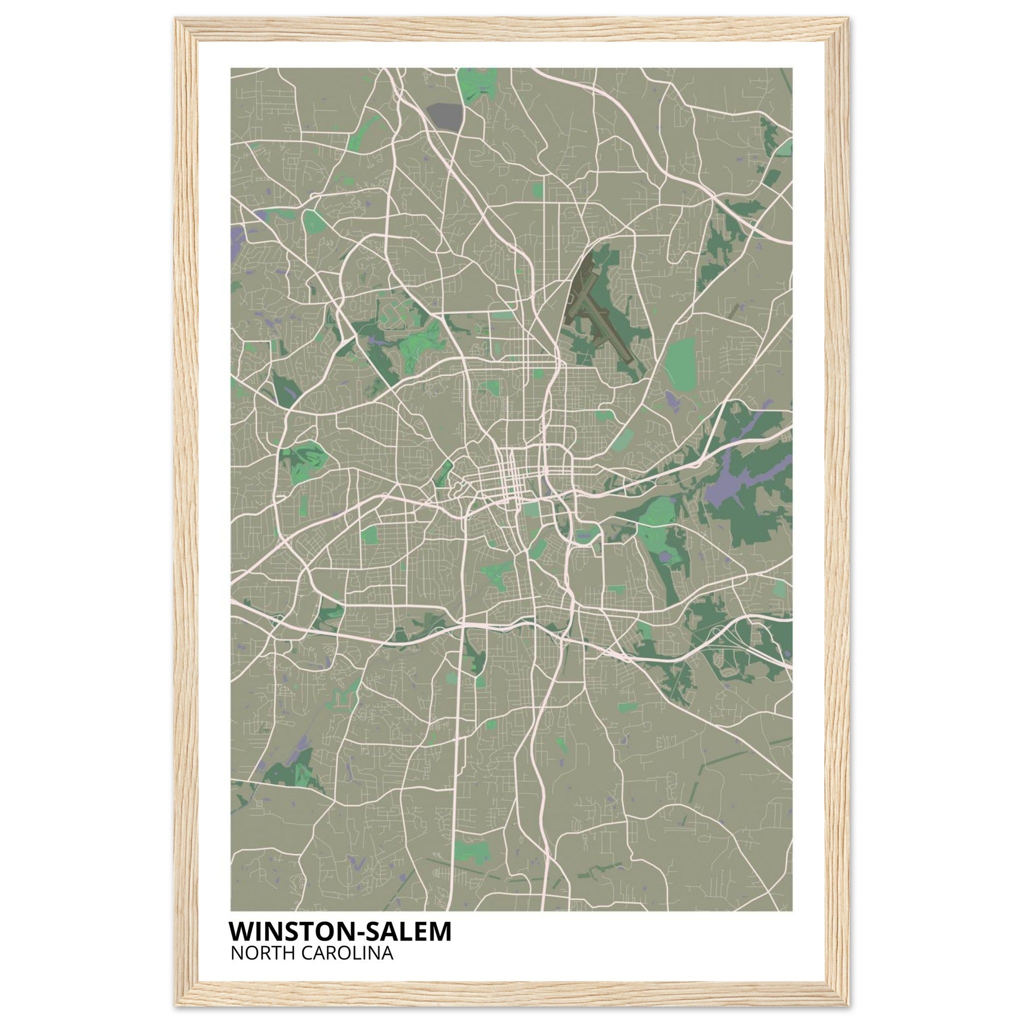 Winston - Salem North Carolina City Map Poster | Custom Map Art Print - Ink And Atlas