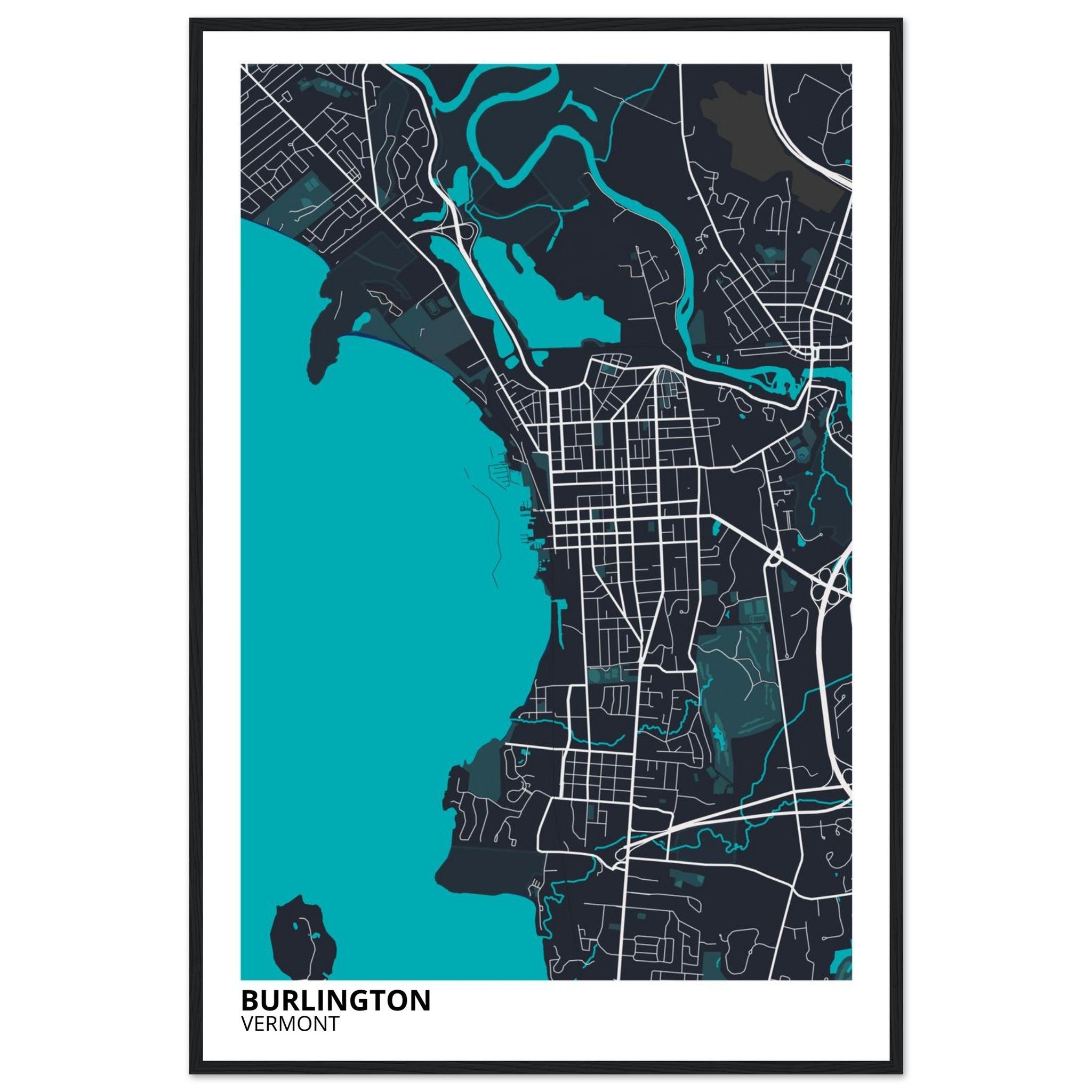 Burlington Vermont City Map Poster | Custom Map Art Print - Ink And Atlas