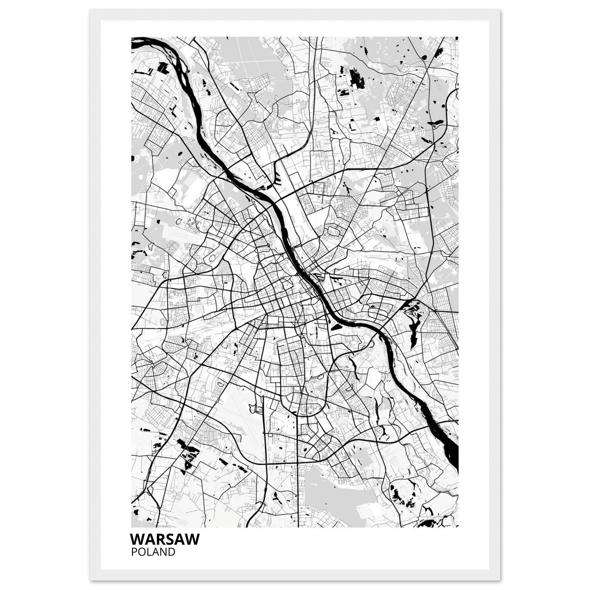 Warsaw Poland City Map Poster | Custom Map Art Print - Ink And Atlas