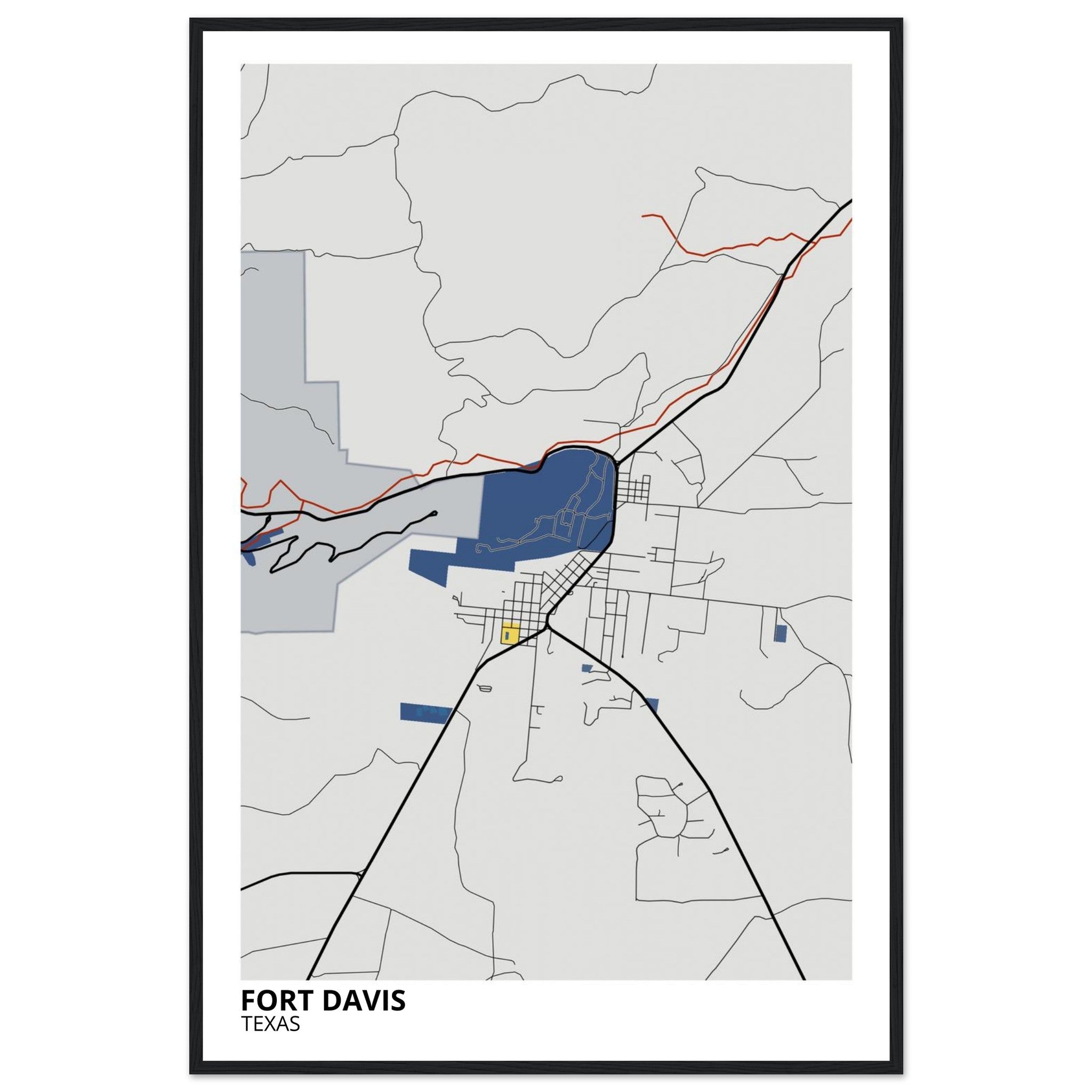 Fort Davis Texas City Map Poster | Custom Map Art Print - Ink And Atlas