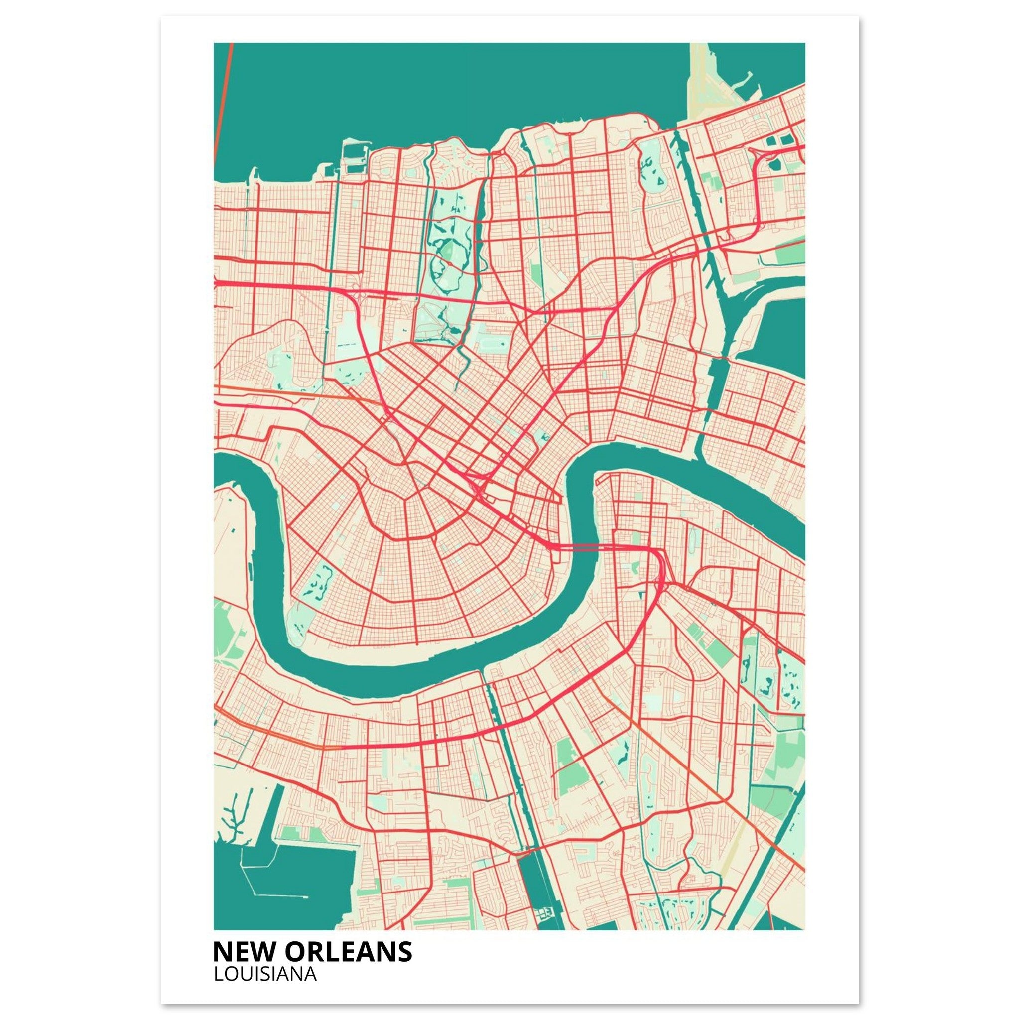 new orleans map poster print