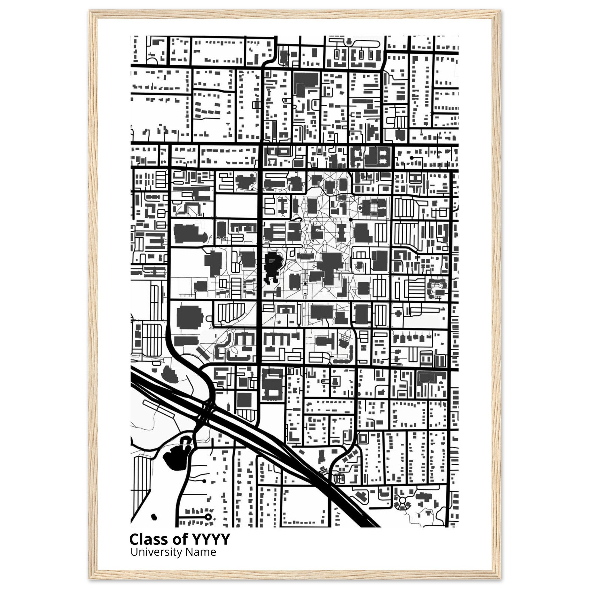 custom modern campus map print