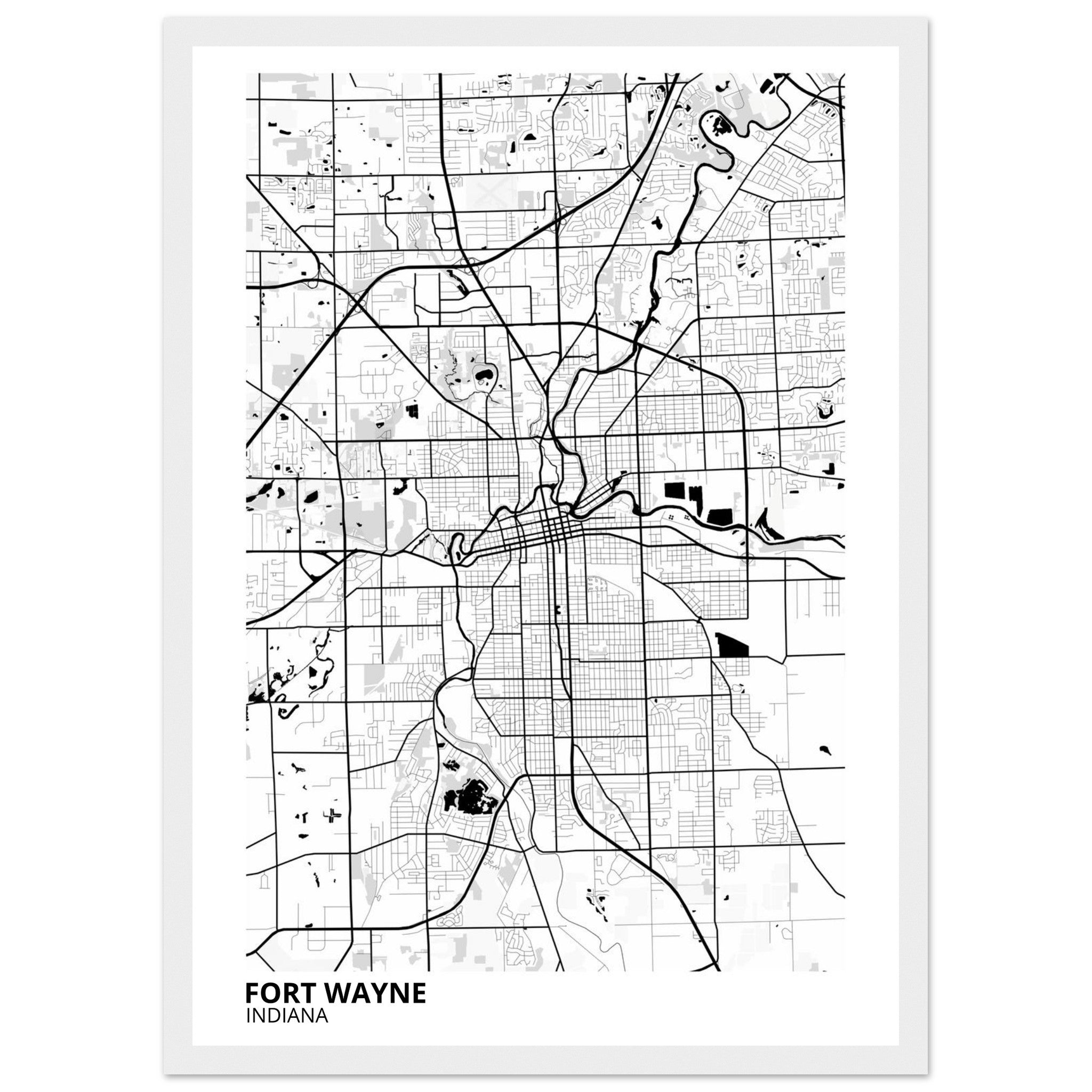 Fort Wayne Indiana City Map Poster | Custom Map Art Print - Ink And Atlas