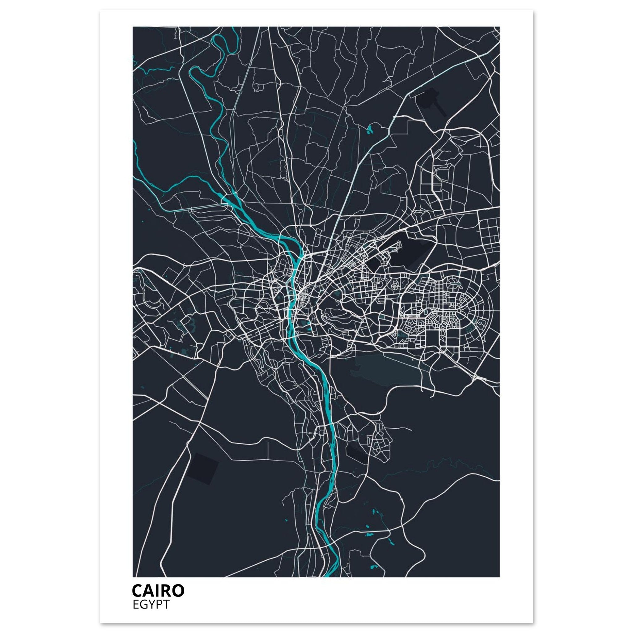 cairo egypt map poster print