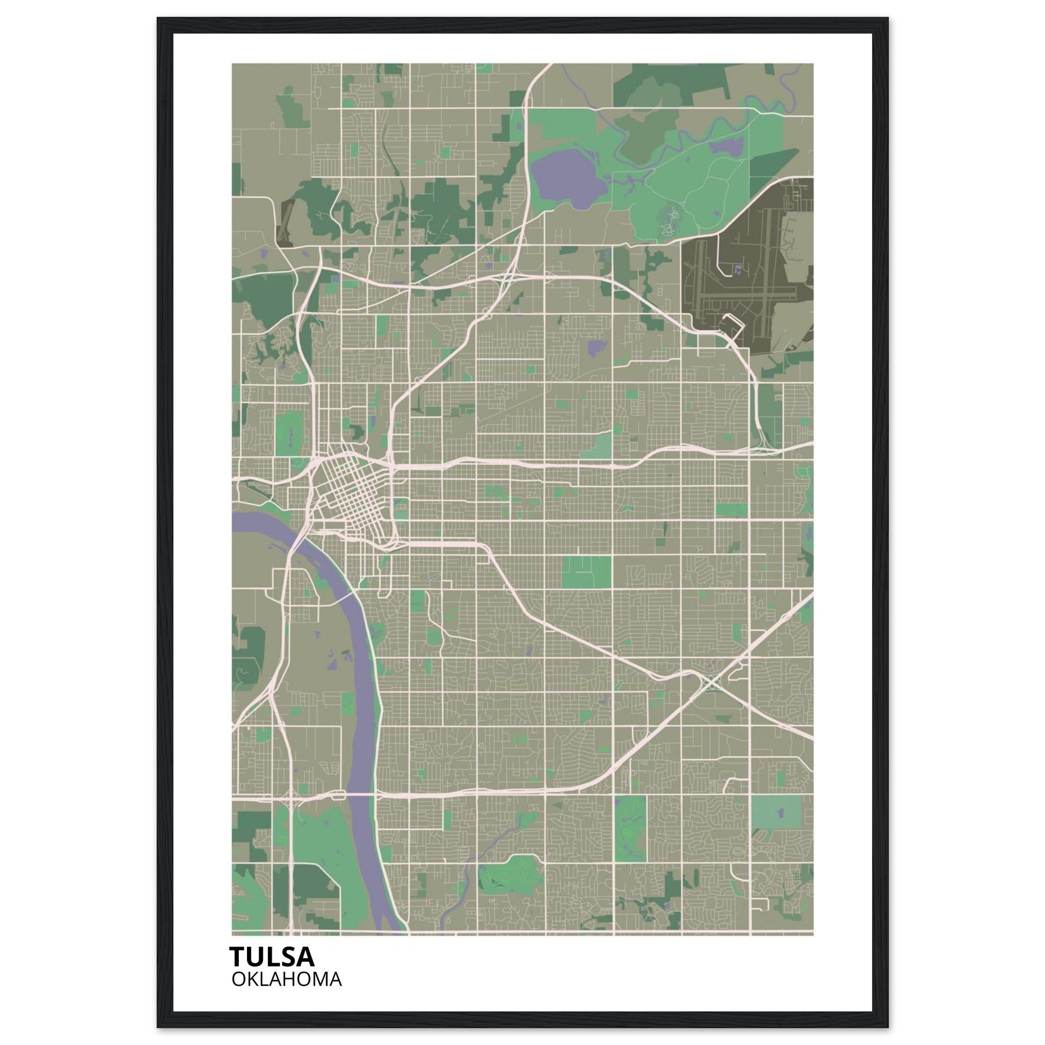 tulsa map poster print