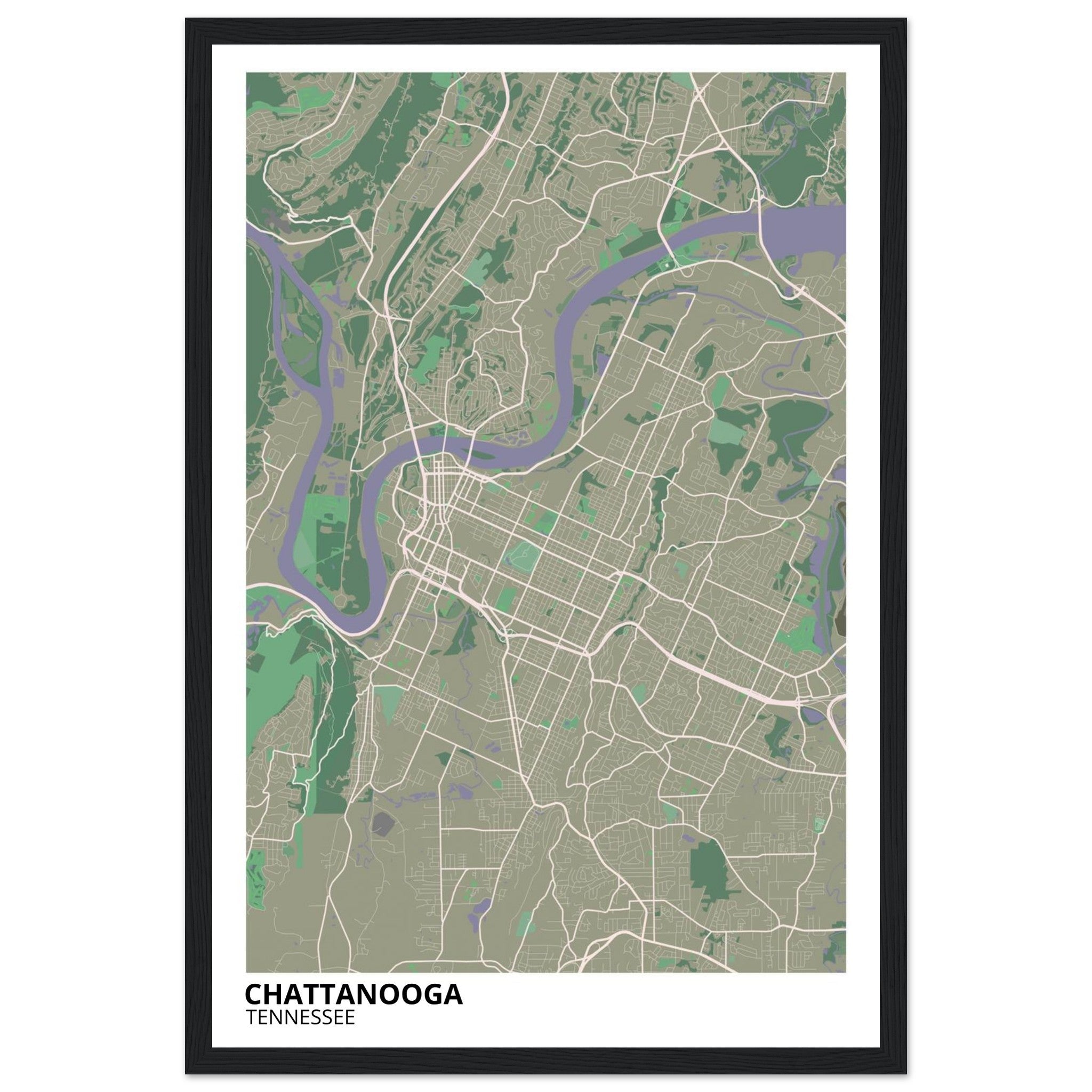 Chattanooga Tennessee City Map Poster | Custom Map Art Print - Ink And Atlas