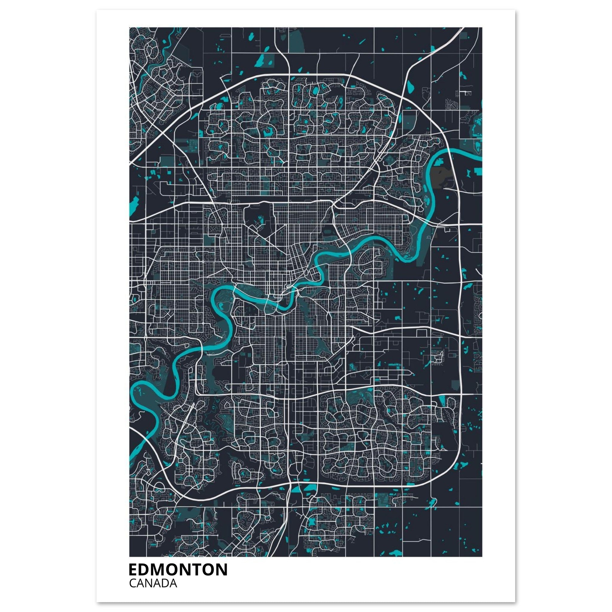 Edmonton Canada City Map Poster | Custom Map Art Print - Ink And Atlas