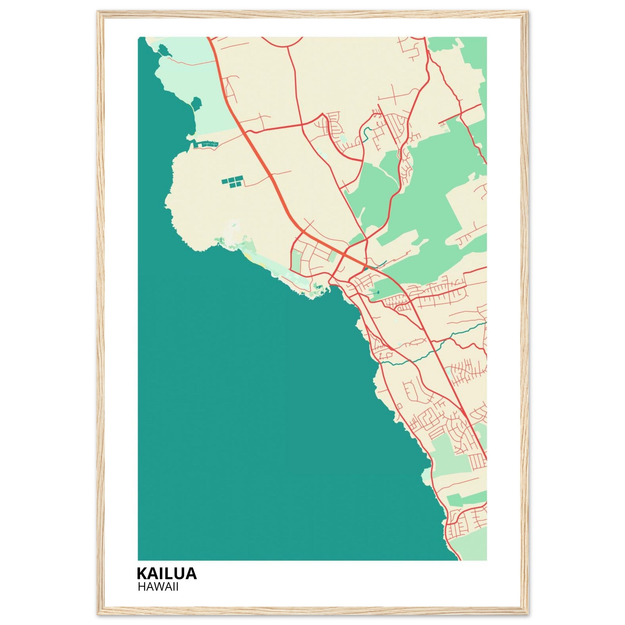 Kailua Hawaii City Map Poster | Custom Map Art Print - Ink And Atlas