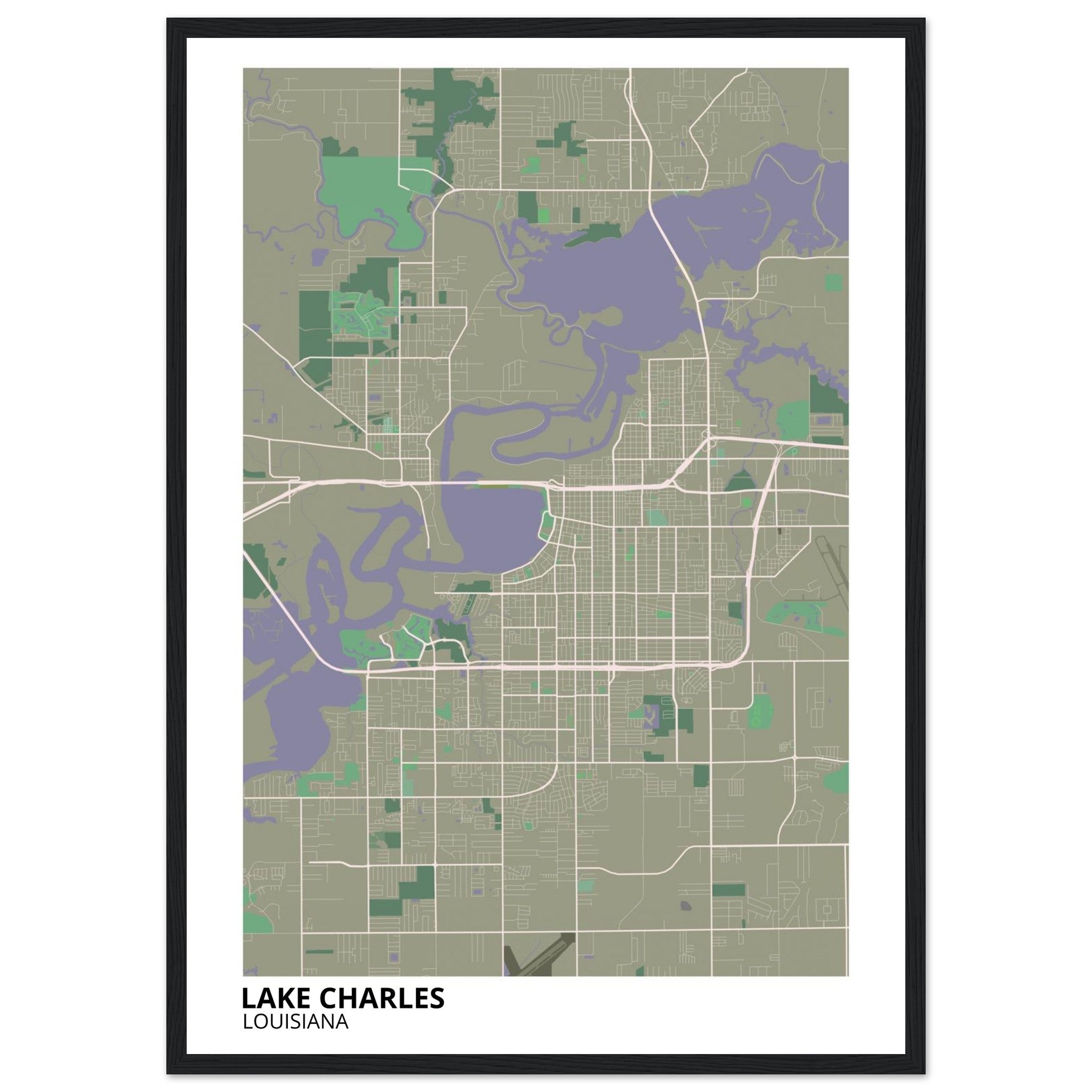 Lake Charles Louisiana City Map Poster | Custom Map Art Print - Ink And Atlas