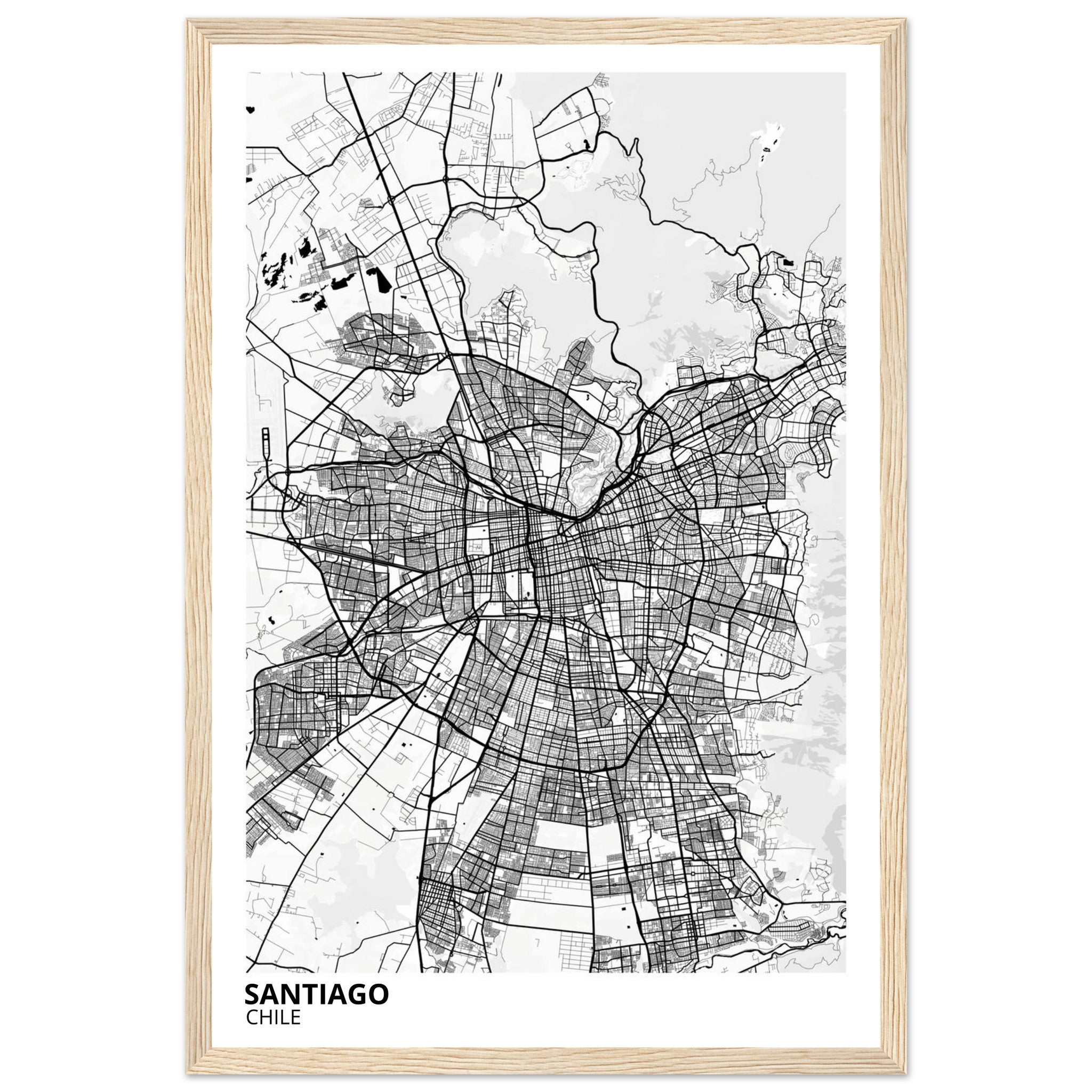 Santiago Chile City Map Poster | Custom Map Art Print - Ink And Atlas