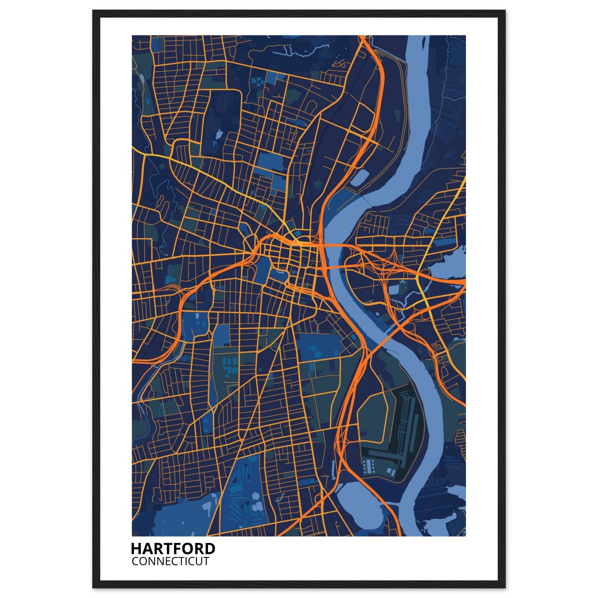 hartford map poster print