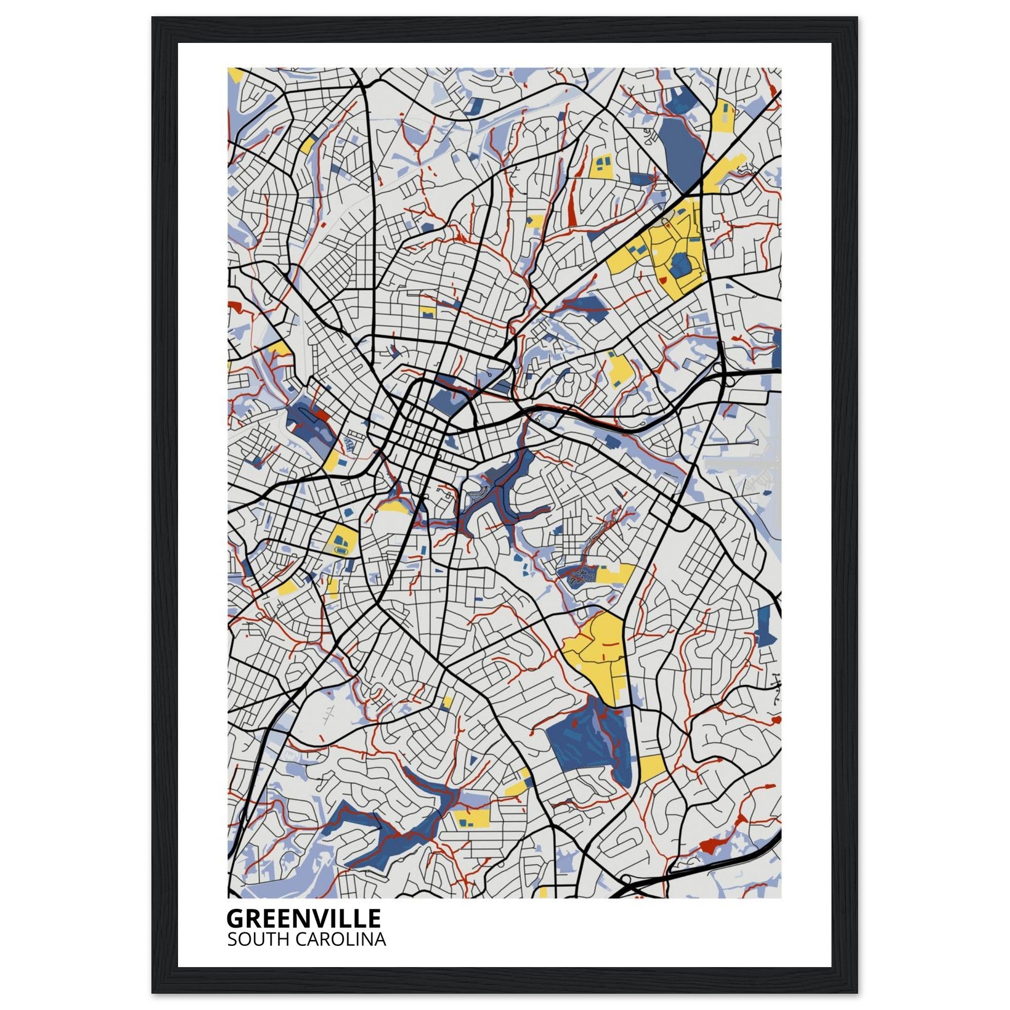 Greenville South Carolina City Map Poster | Custom Map Art Print - Ink And Atlas