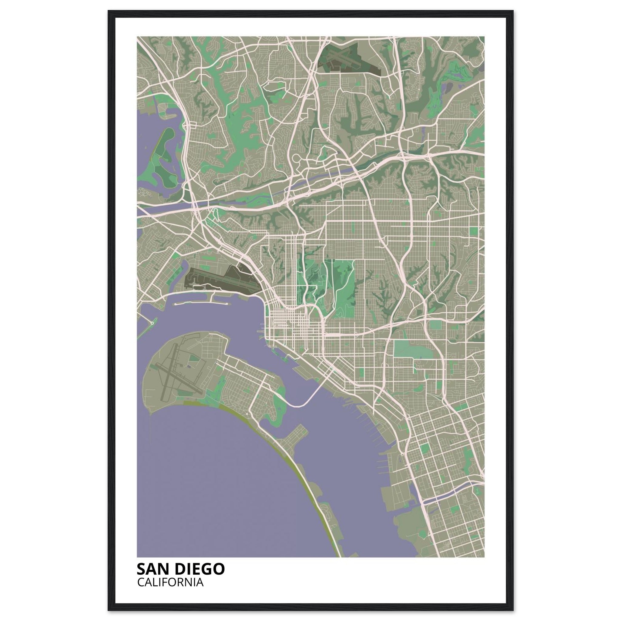 san diego map poster print