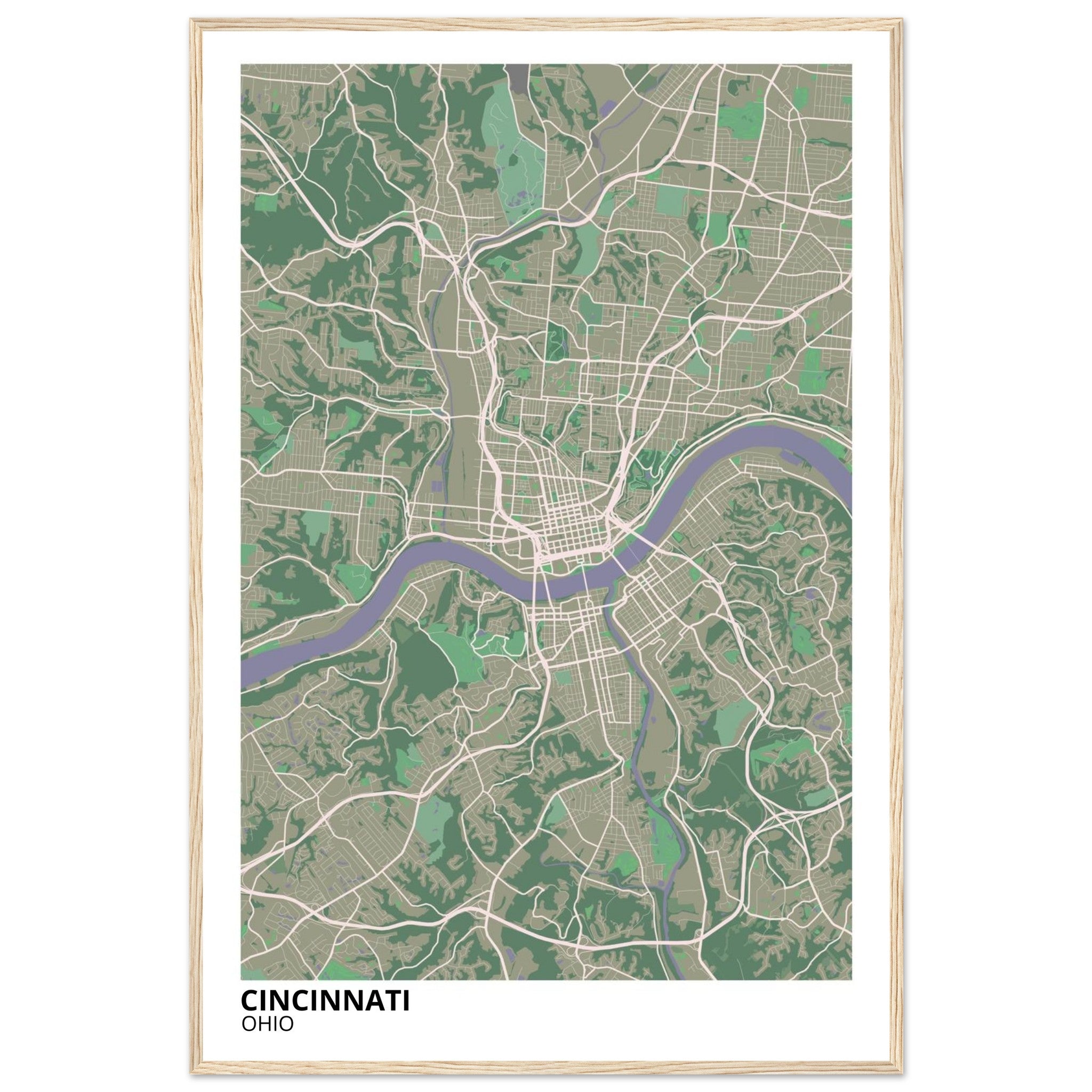 cincinnati map poster print