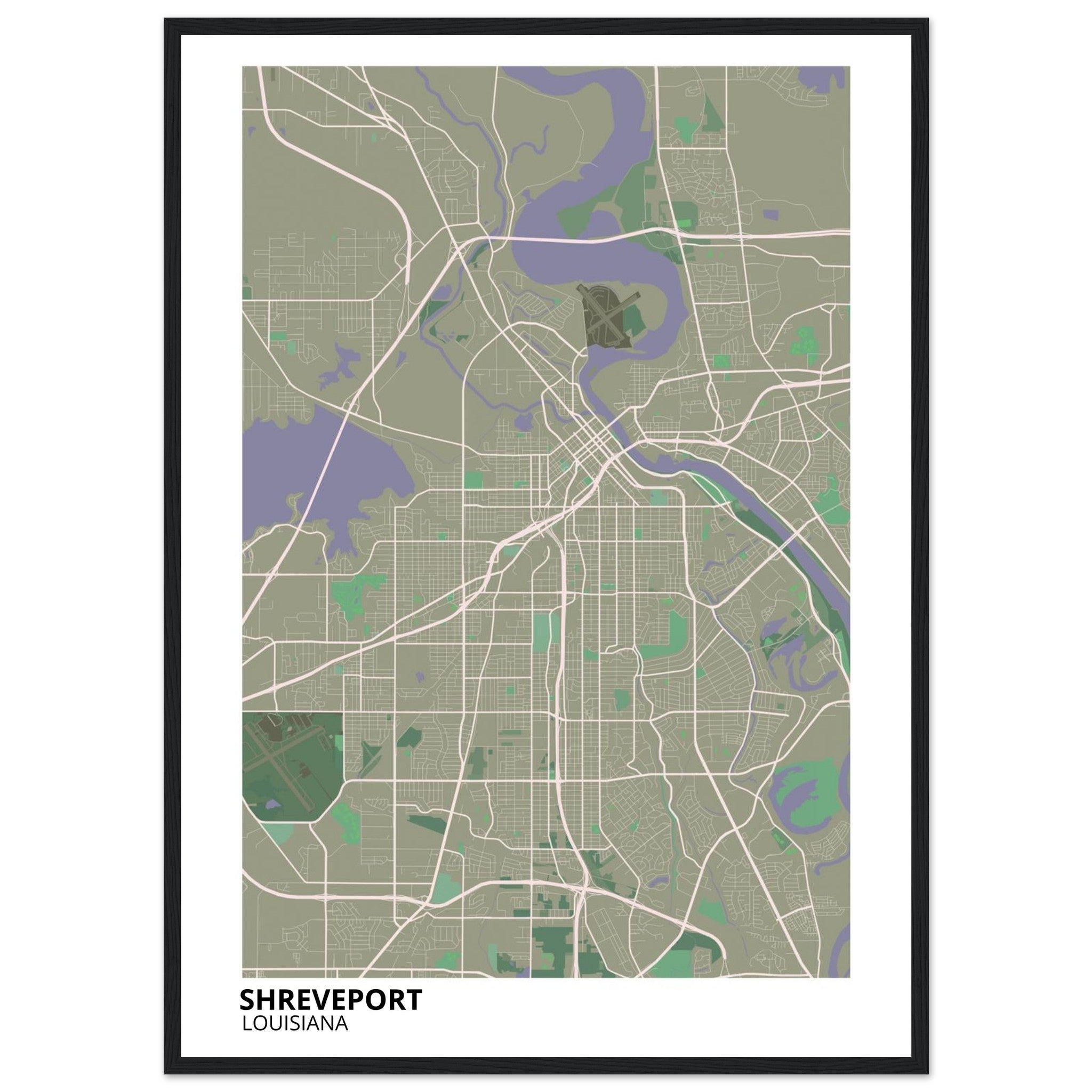 Shreveport Louisiana City Map Poster | Custom Map Art Print - Ink And Atlas