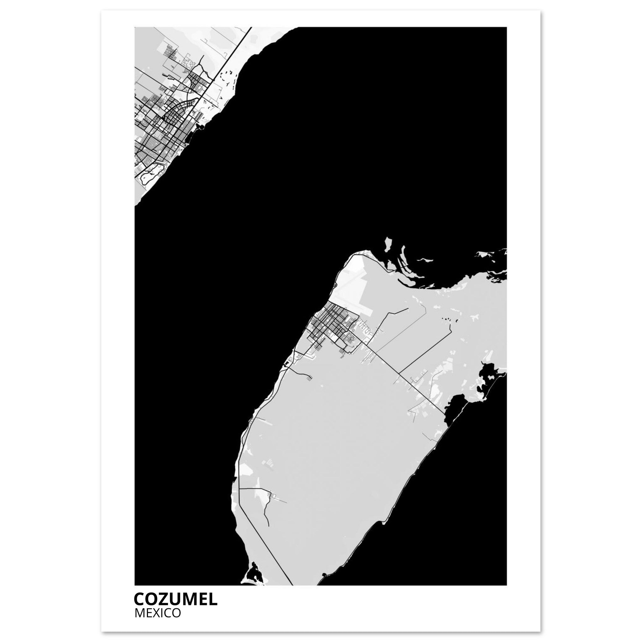 Cozumel Mexico City Map Poster | Custom Map Art Print - Ink And Atlas