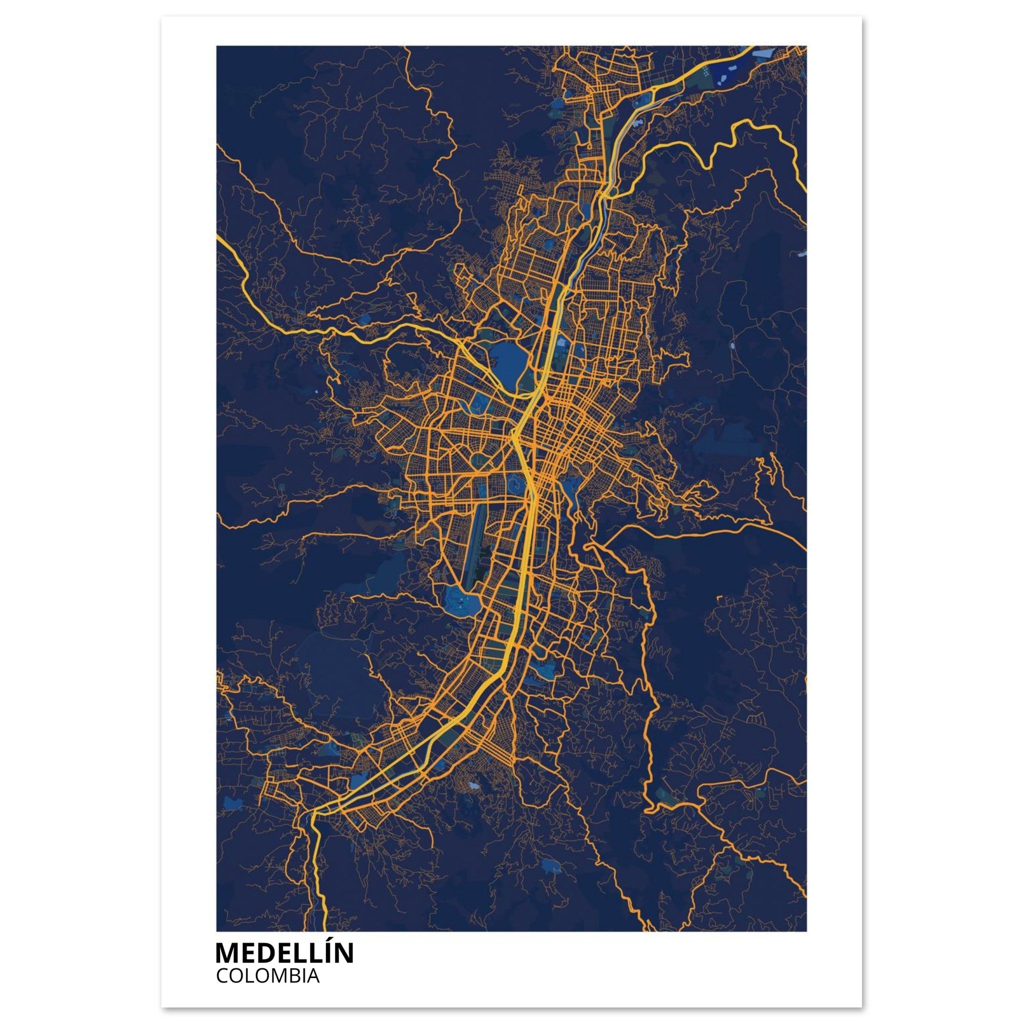 Medellín Colombia City Map Poster | Custom Map Art Print - Ink And Atlas