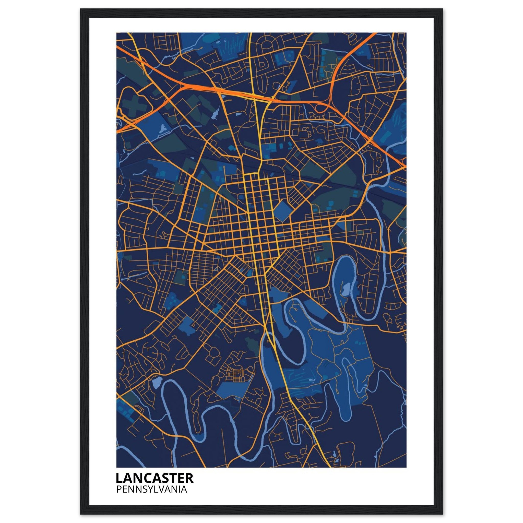 Lancaster Pennsylvania City Map Poster | Custom Map Art Print - Ink And Atlas