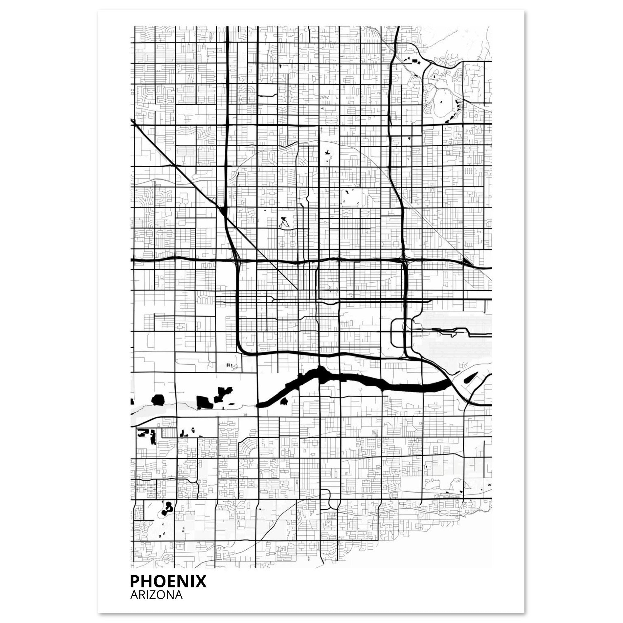 phoenix map poster print