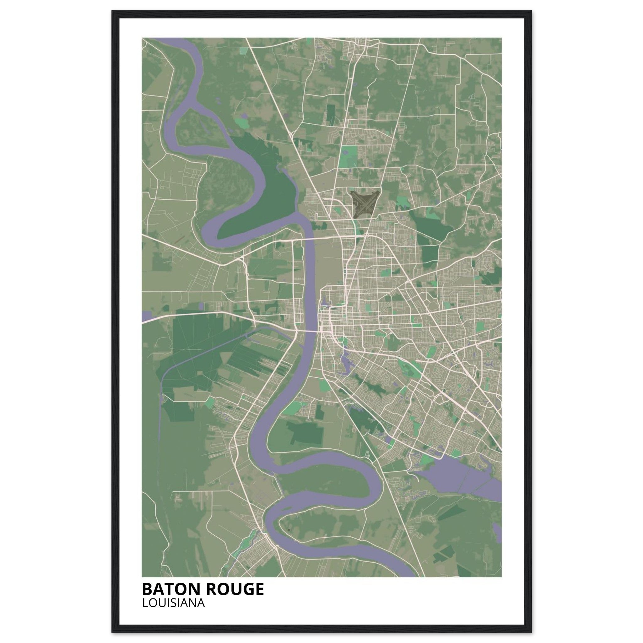 baton rouge map poster print