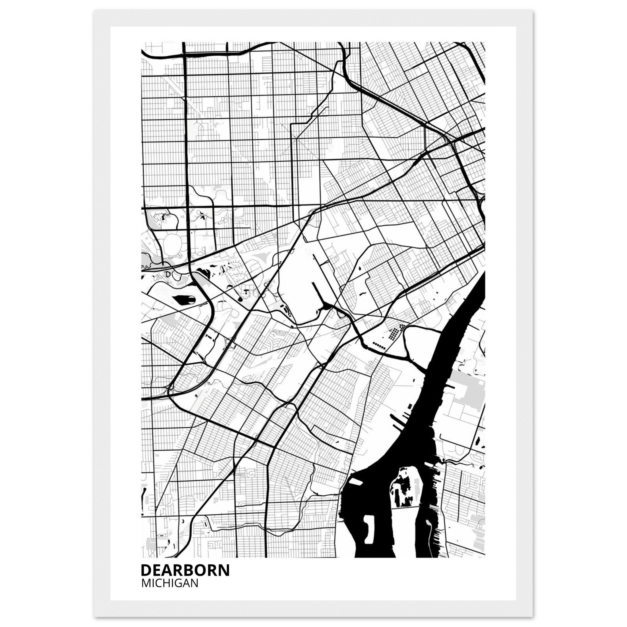 Dearborn Michigan City Map Poster | Custom Map Art Print - Ink And Atlas