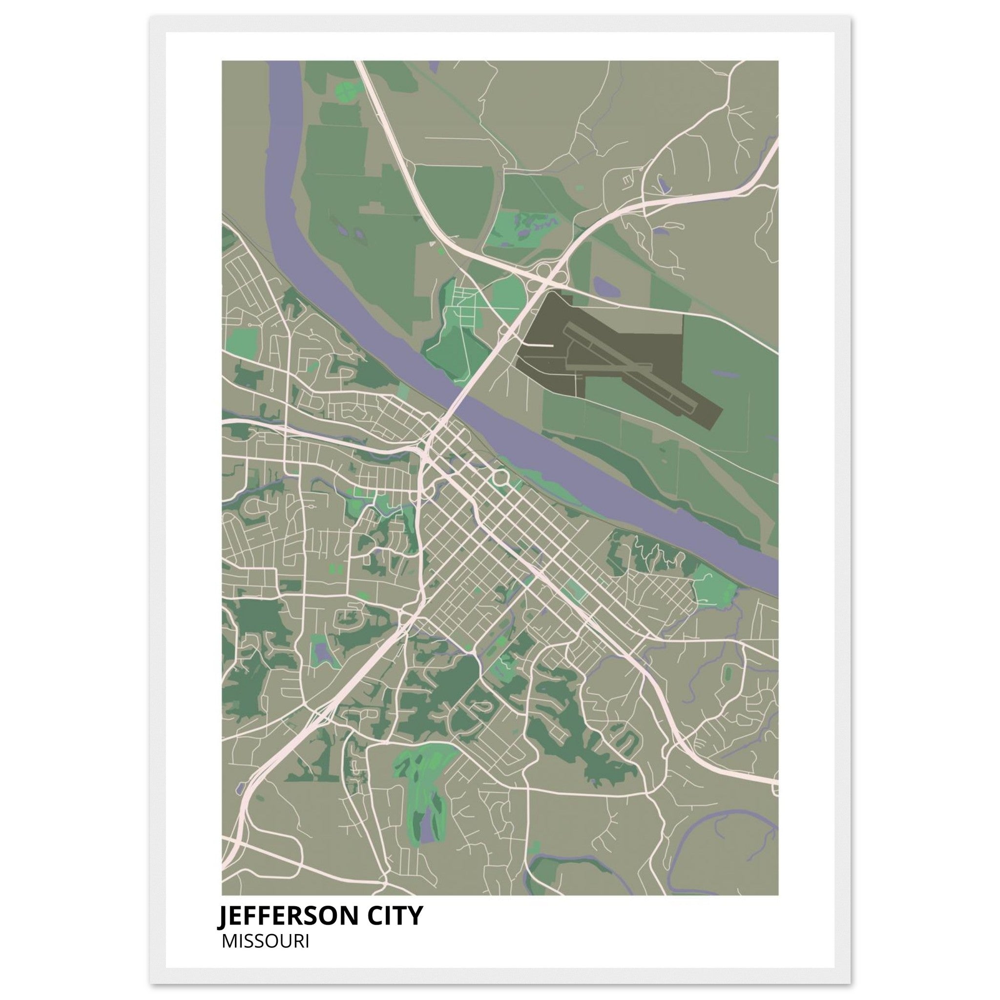 jefferson city map poster print
