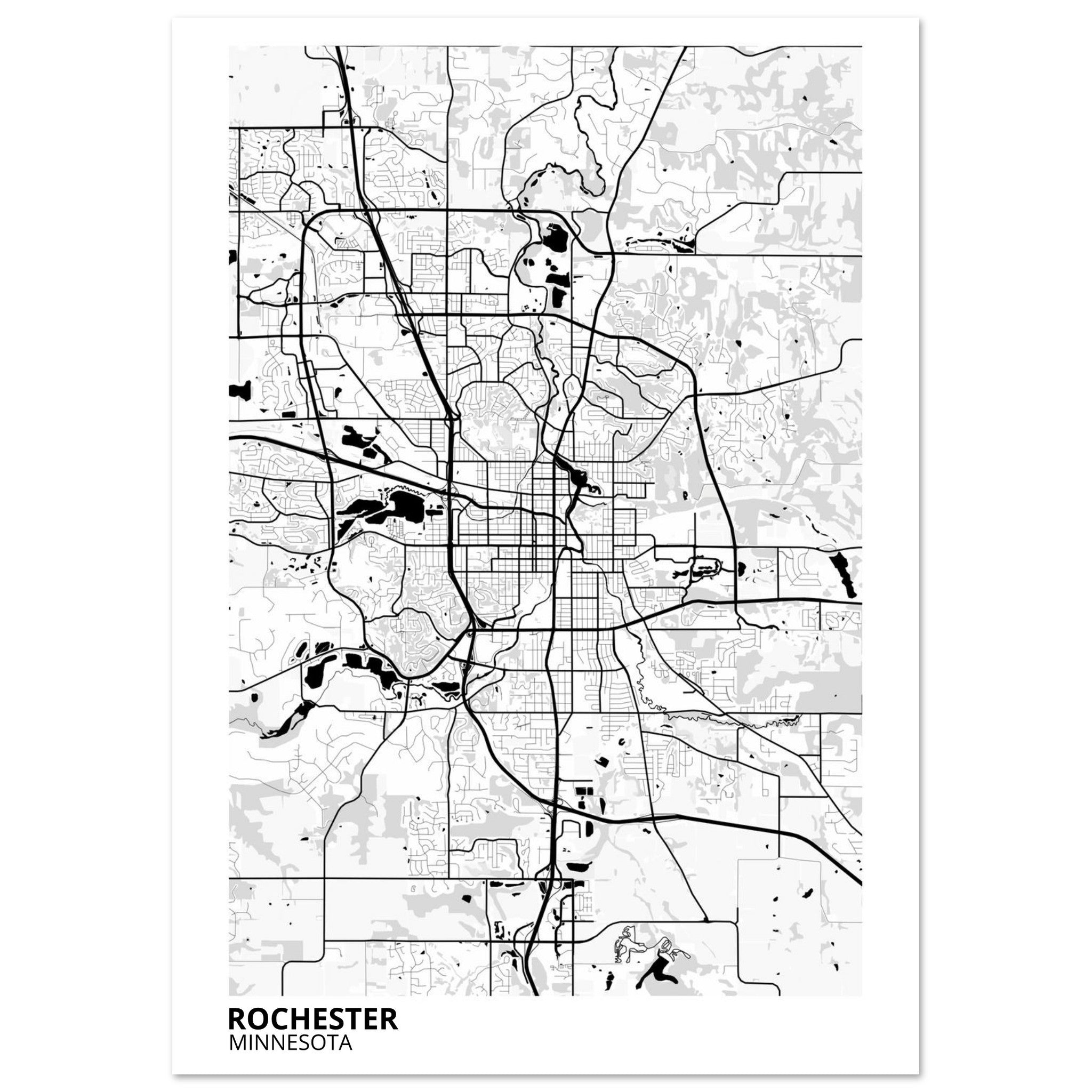 rochester minnesota map poster print