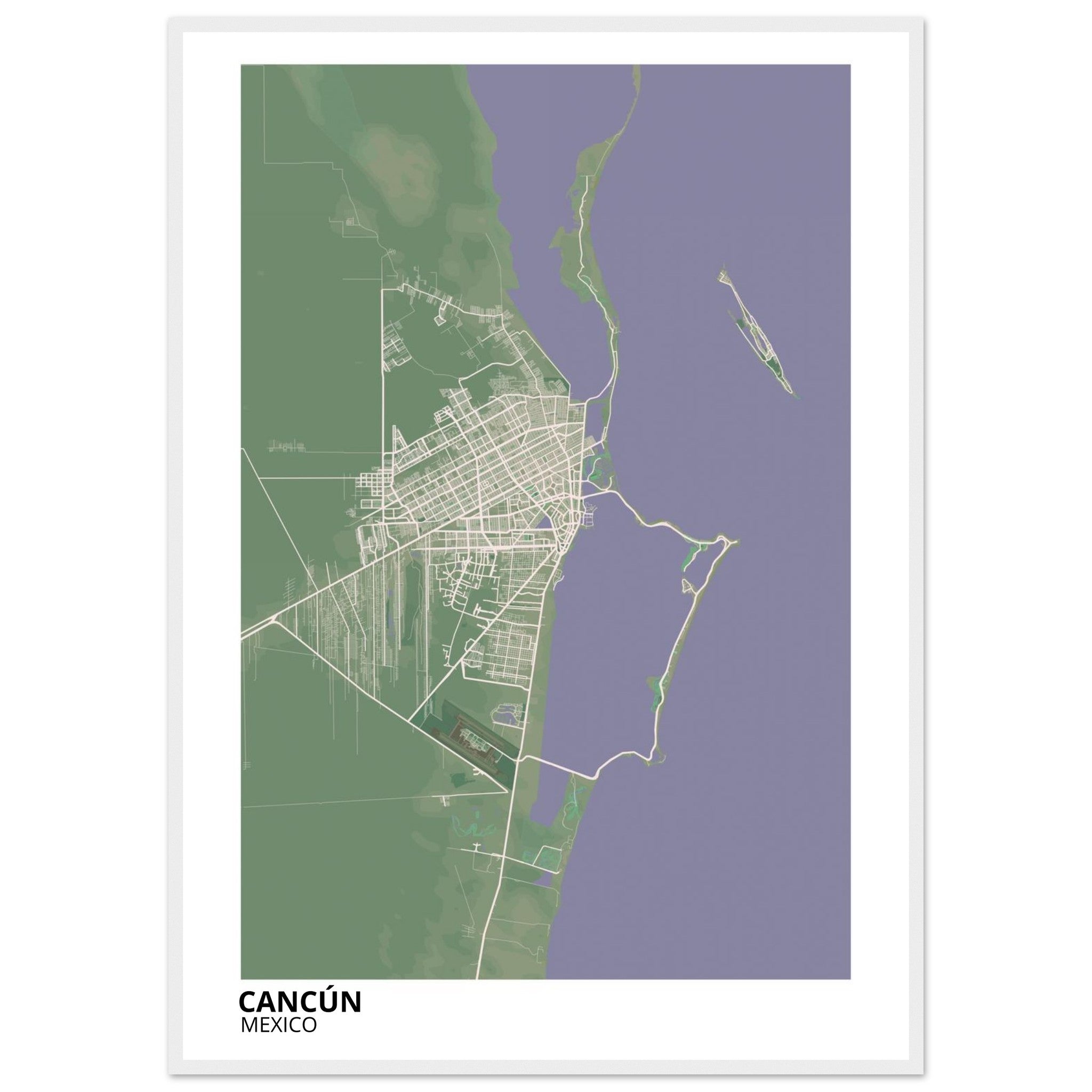 Cancun Mexico City Map Poster | Custom Map Art Print - Ink And Atlas