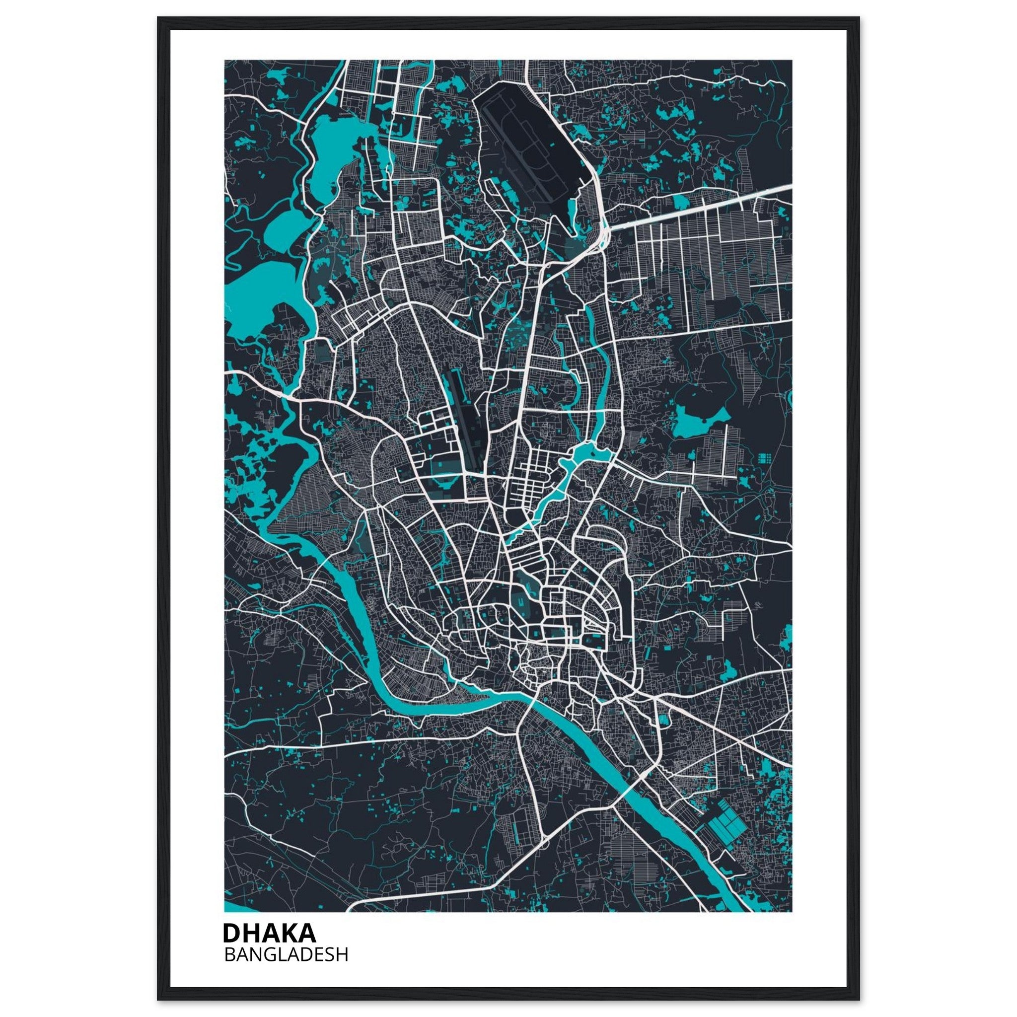 dhaka bangladesh map poster print