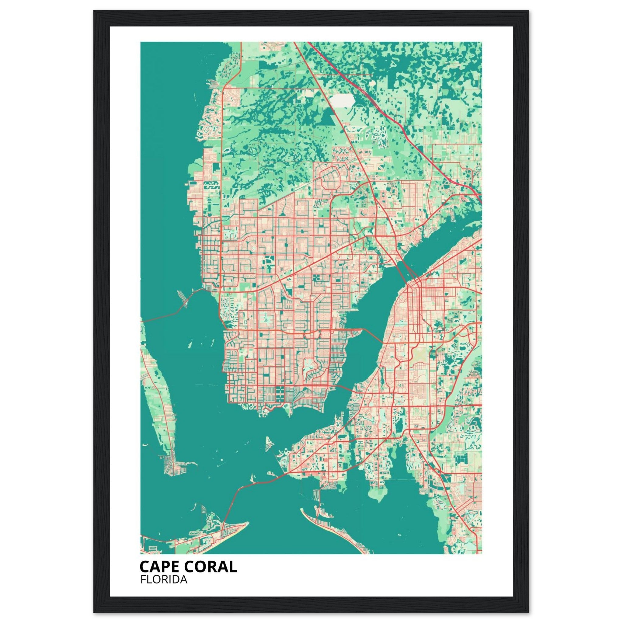 cape coral map poster print