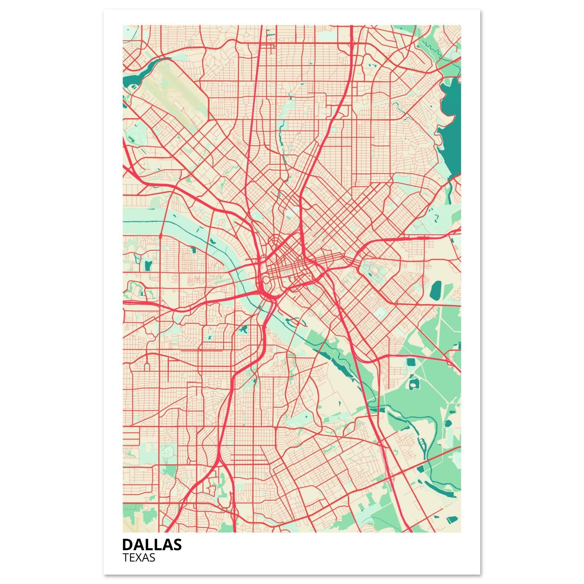 dallas map poster print