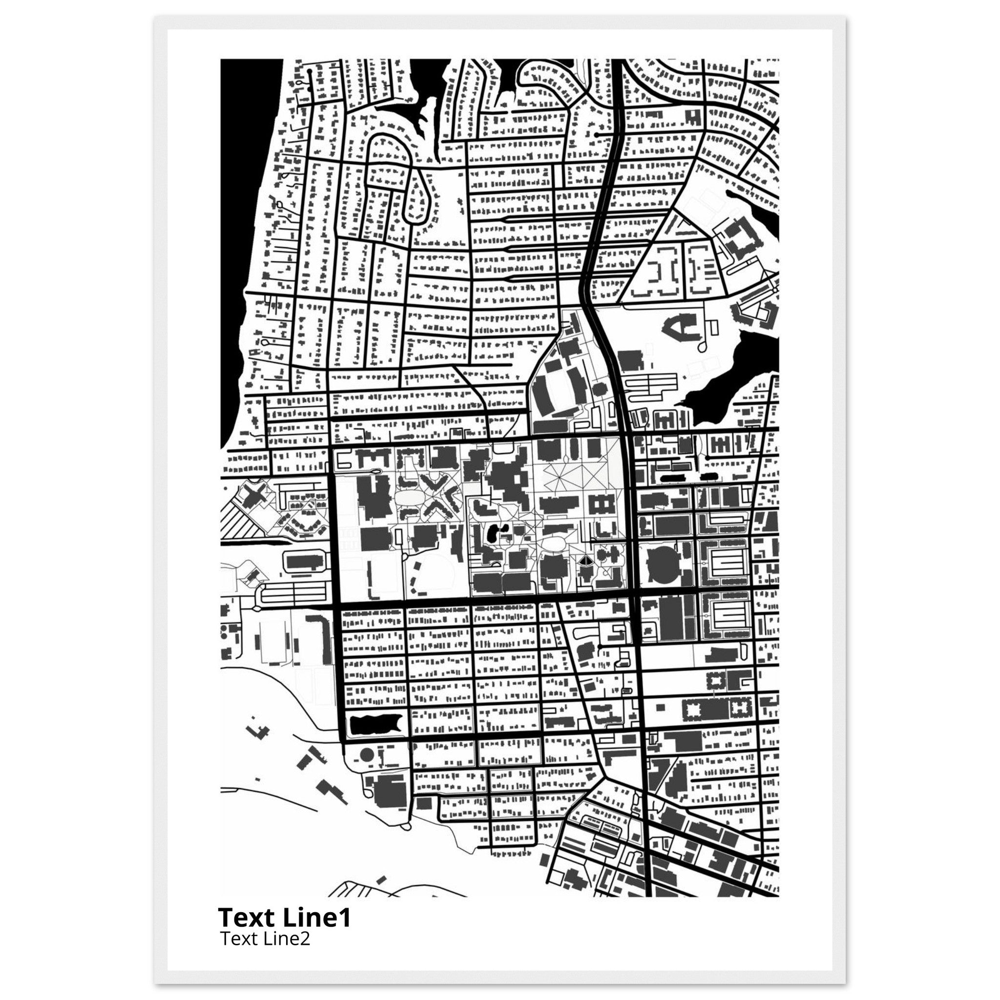 old dominion university virginia modern campus map print