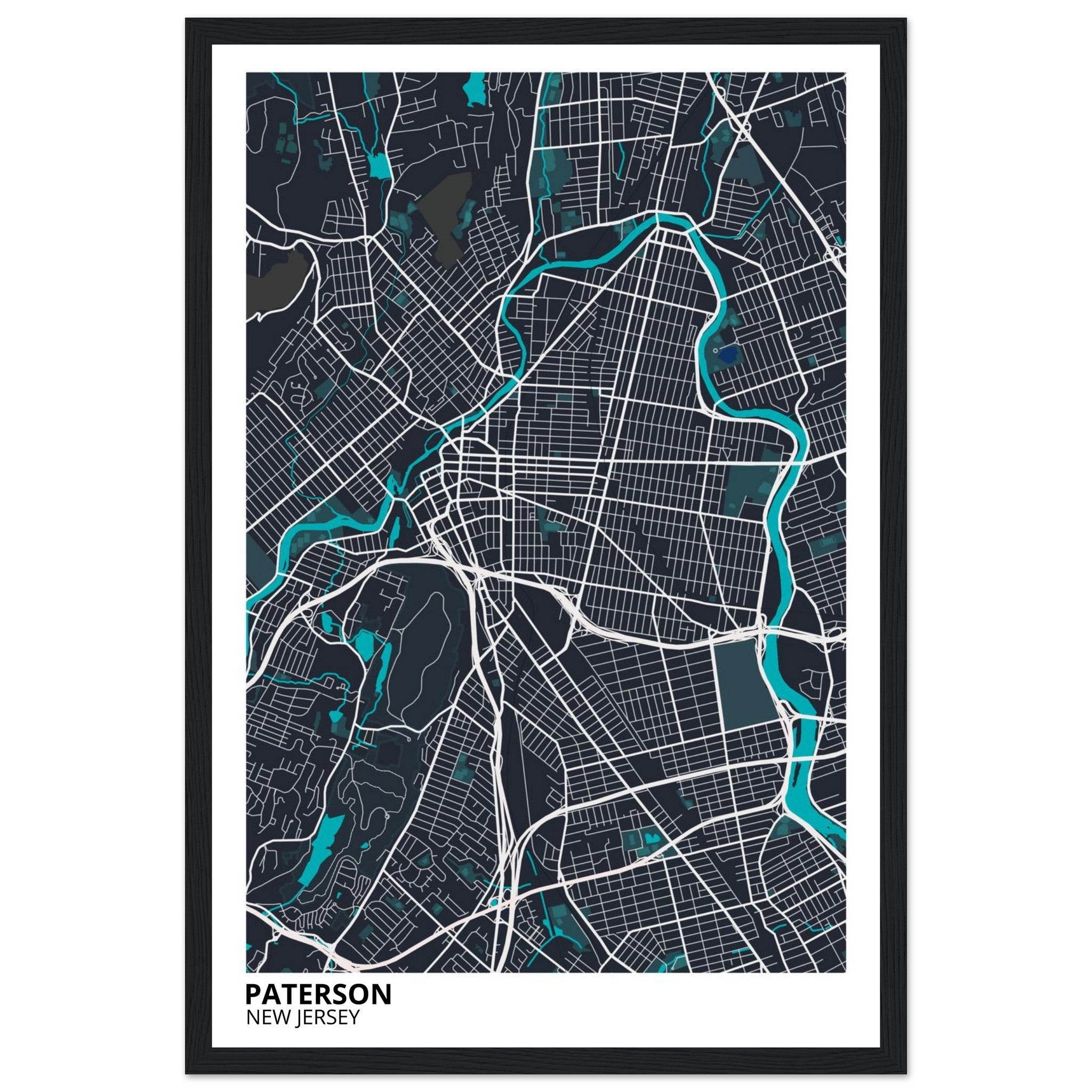 Paterson New Jersey City Map Poster | Custom Map Art Print - Ink And Atlas