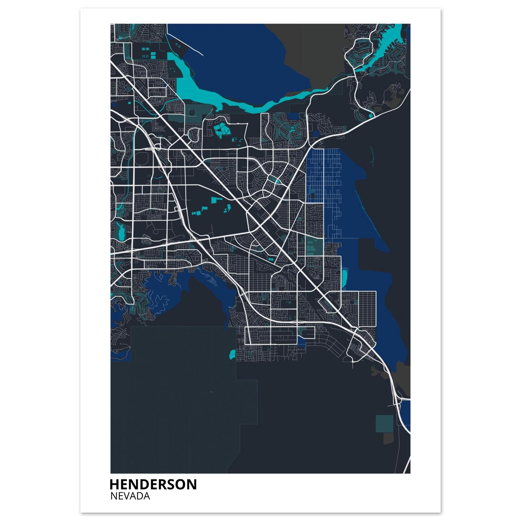 Henderson Nevada City Map Poster | Custom Map Art Print - Ink And Atlas