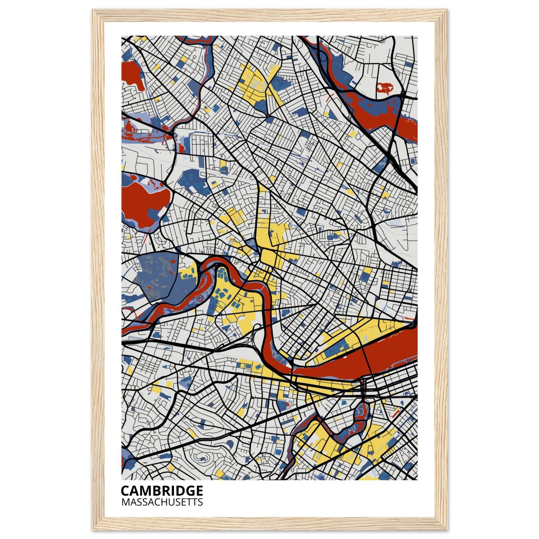 Cambridge Massachusetts City Map Poster | Custom Map Art Print - Ink And Atlas