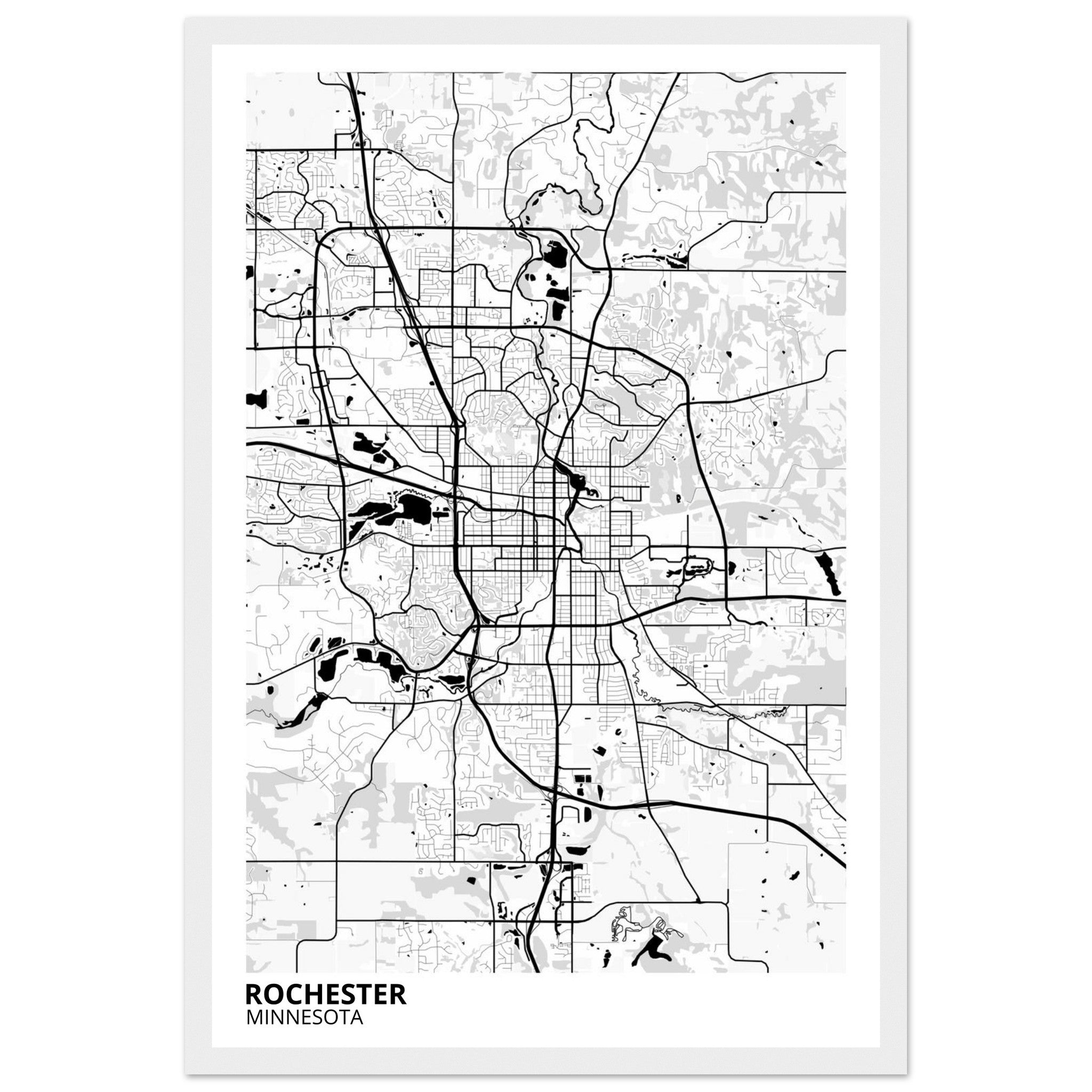 Rochester Minnesota City Map Poster | Custom Map Art Print - Ink And Atlas