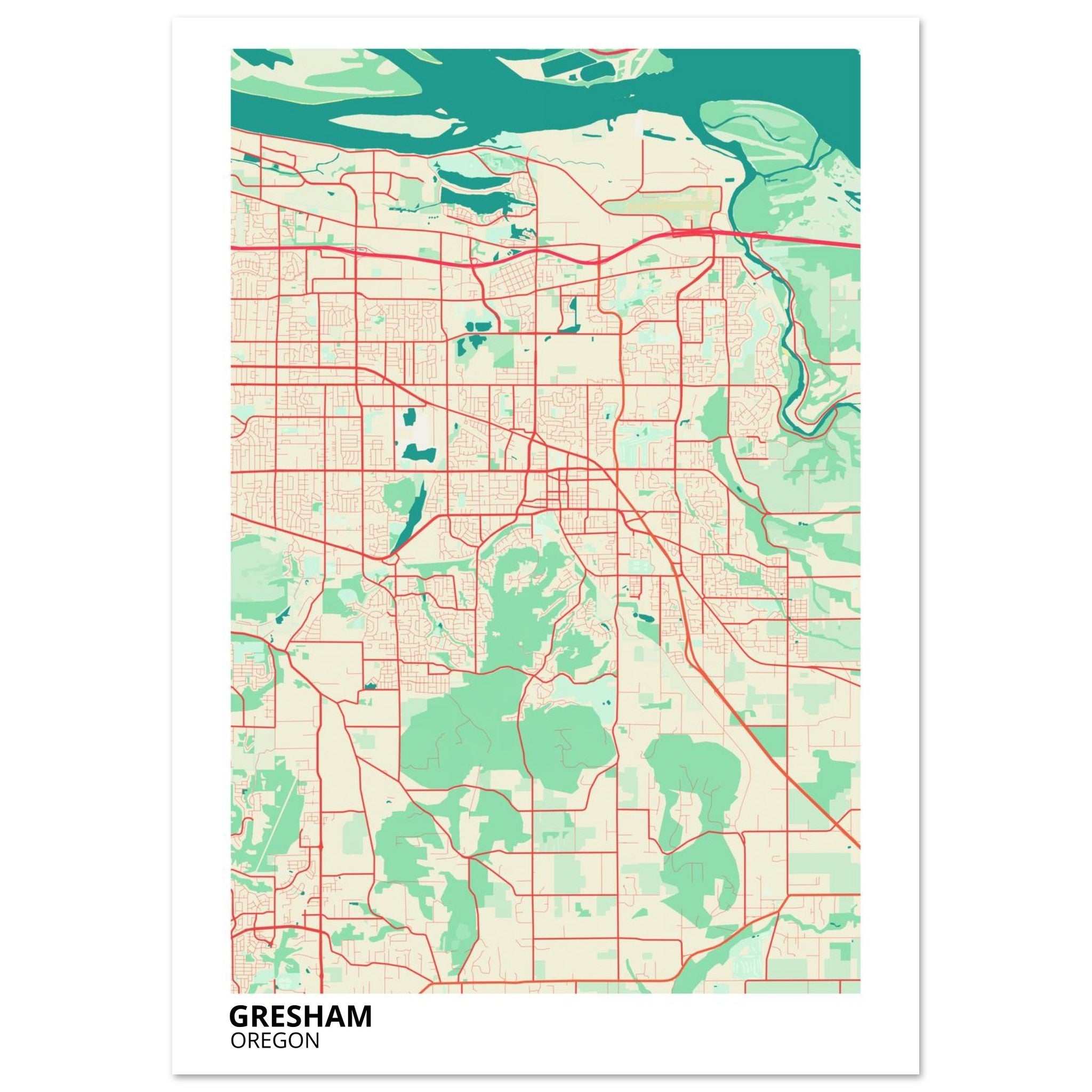 Gresham Oregon City Map Poster | Custom Map Art Print - Ink And Atlas