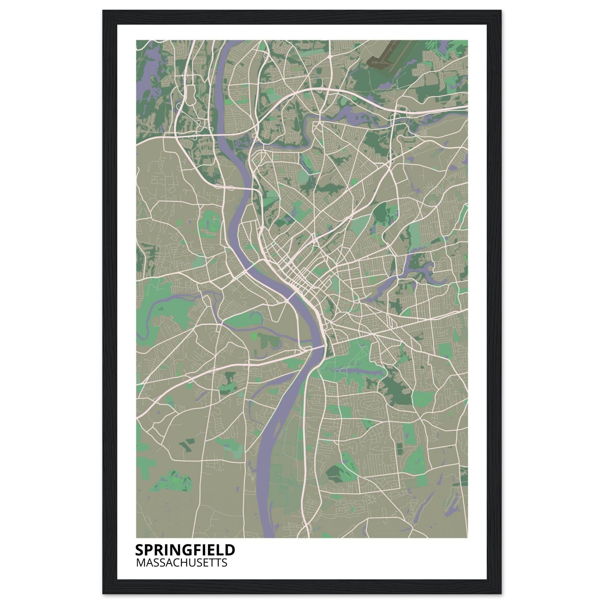 Springfield Massachusetts City Map Poster | Custom Map Art Print - Ink And Atlas