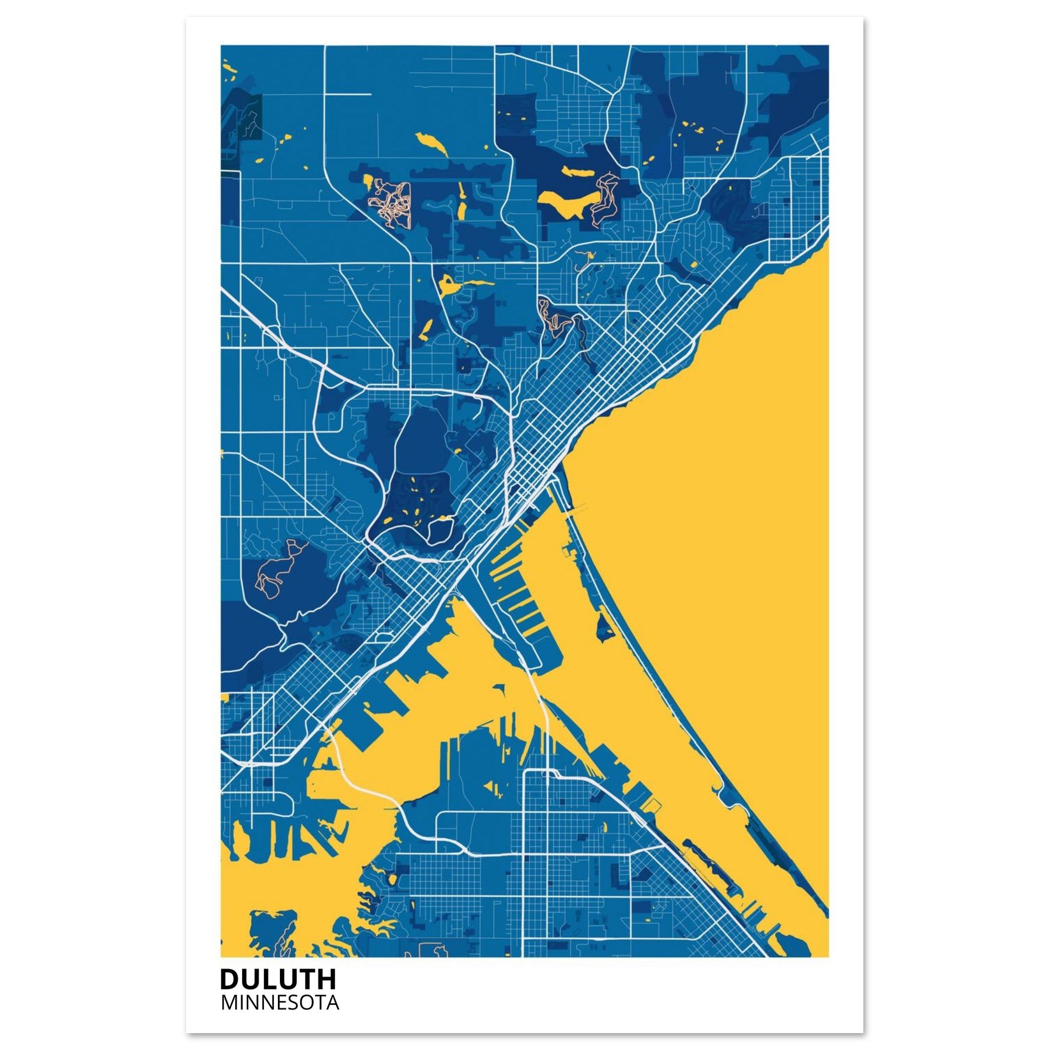 Duluth Minnesota City Map Poster | Custom Map Art Print - Ink And Atlas