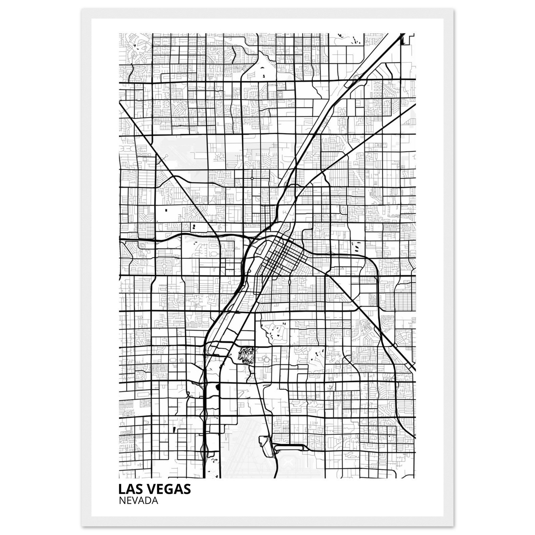 las vegas map poster print