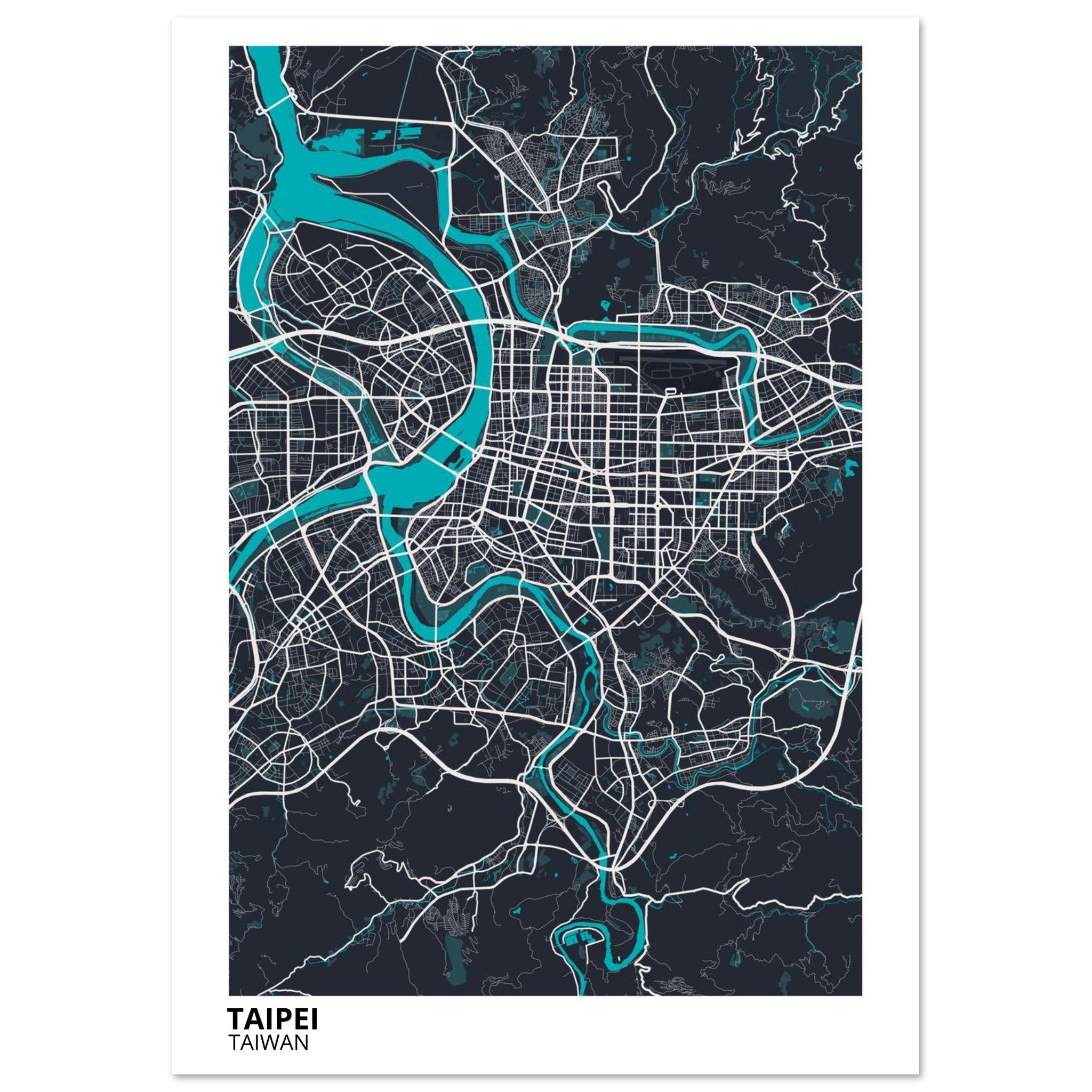Taipei Taiwan City Map Poster | Custom Map Art Print - Ink And Atlas