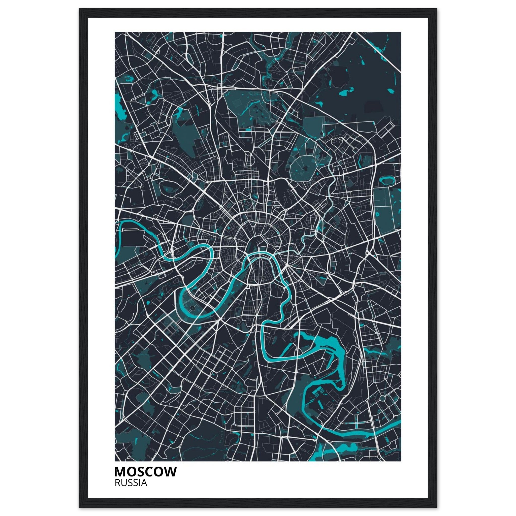 moscow russia map poster print