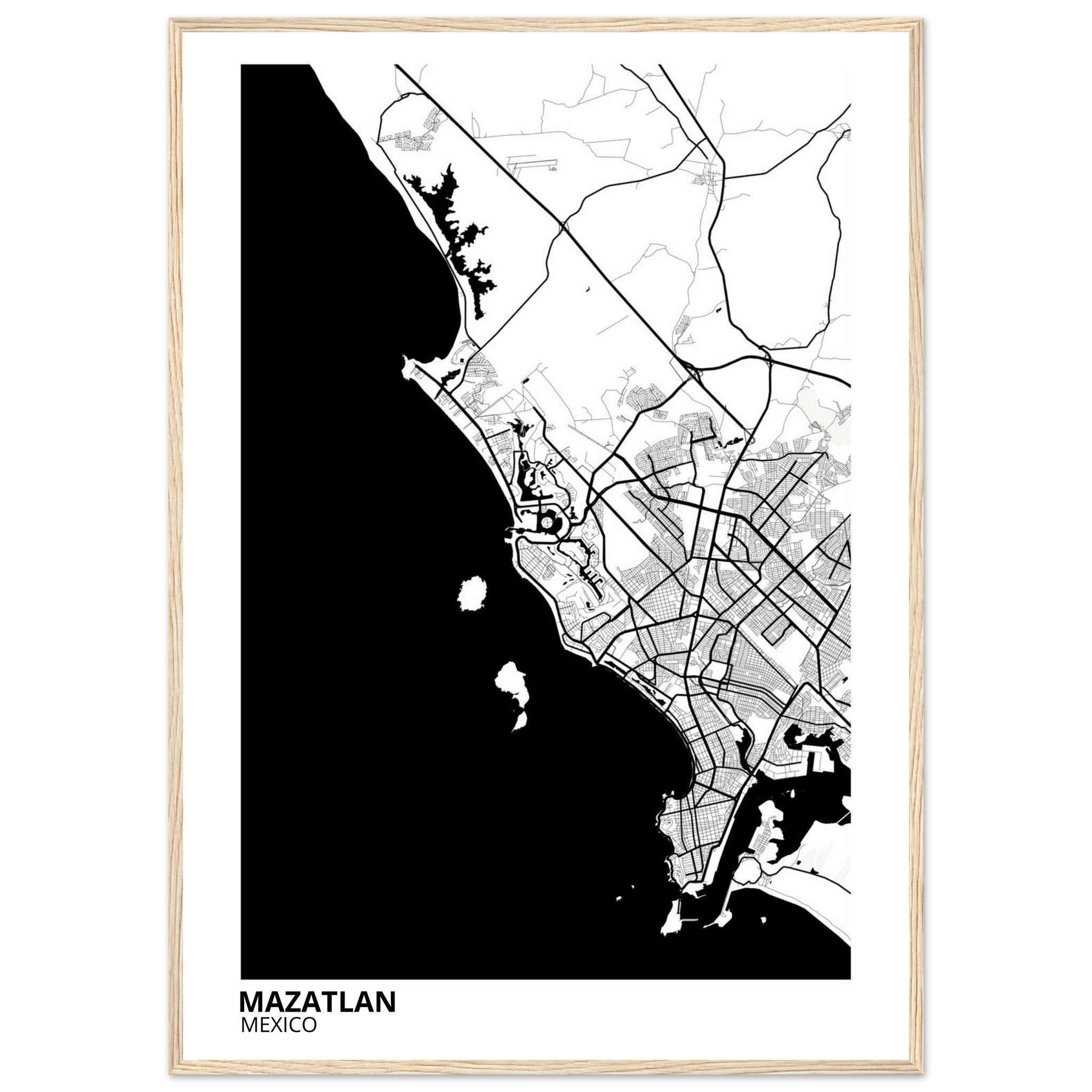 Mazatlan Mexico City Map Poster | Custom Map Art Print - Ink And Atlas