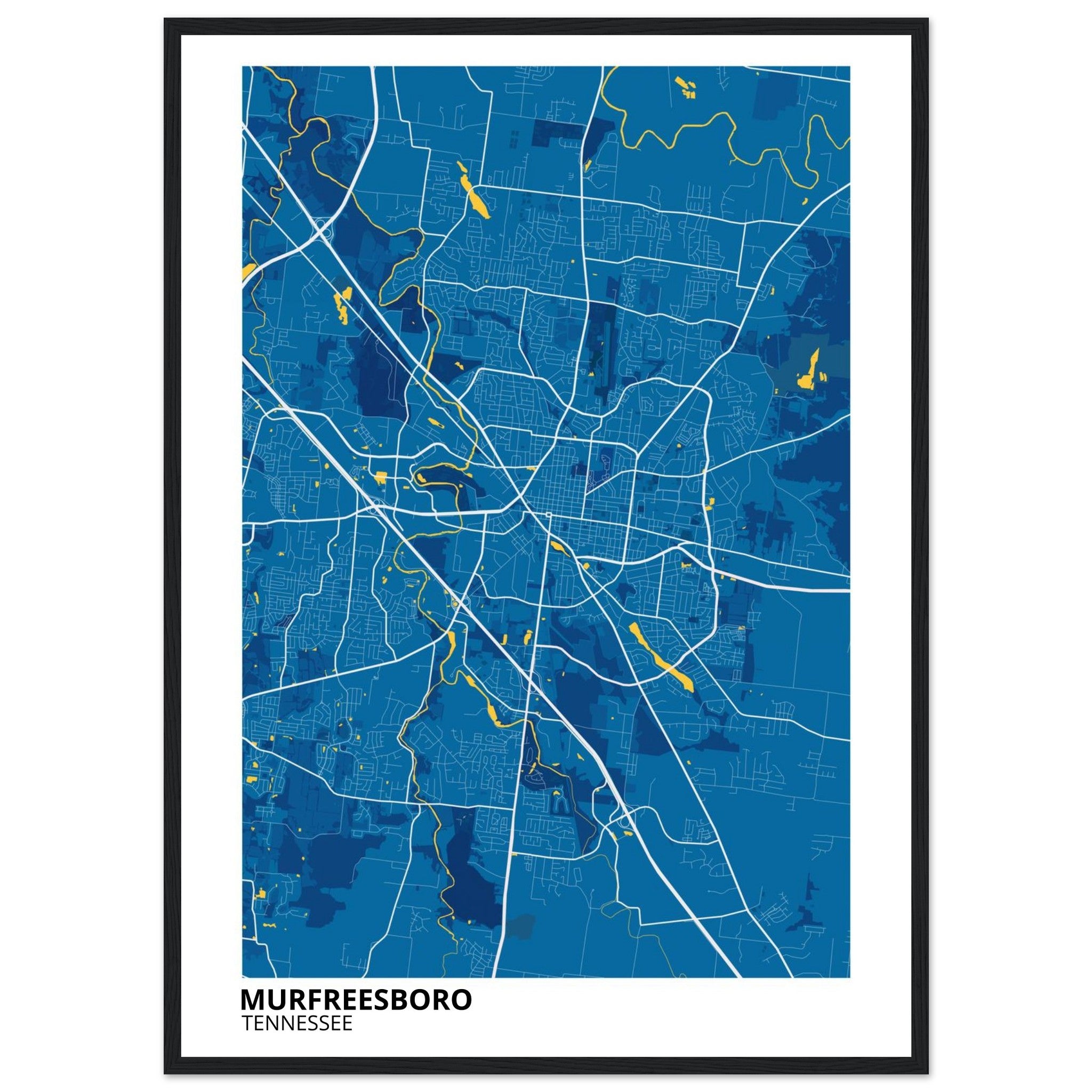 murfreesboro tennessee modern city map print