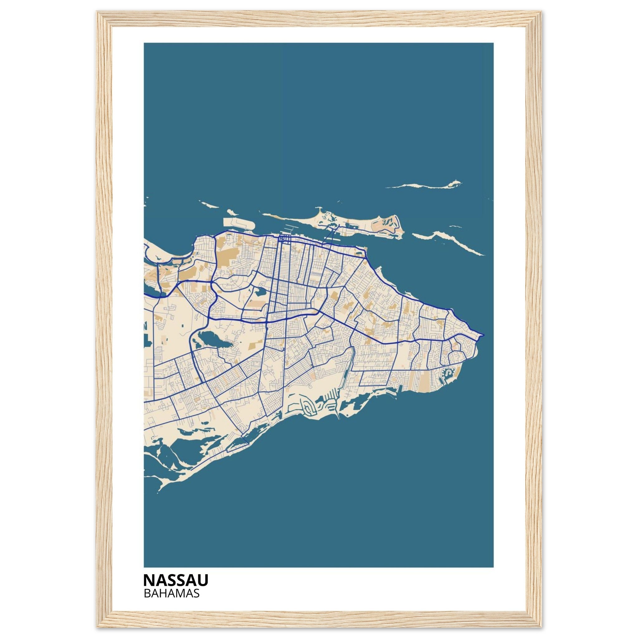 Nassau Bahamas City Map Poster | Custom Map Art Print - Ink And Atlas