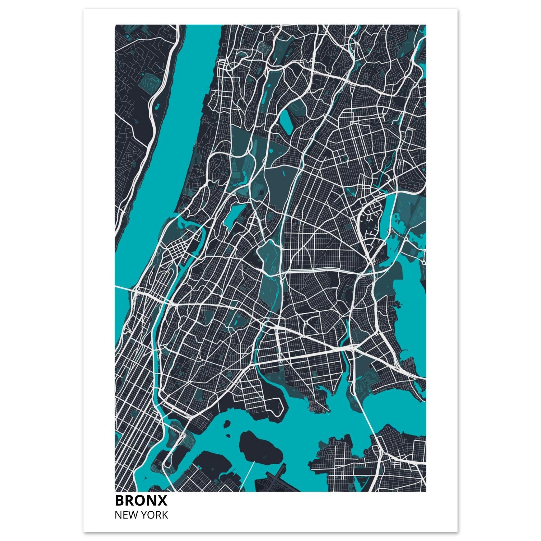 bronx map poster print