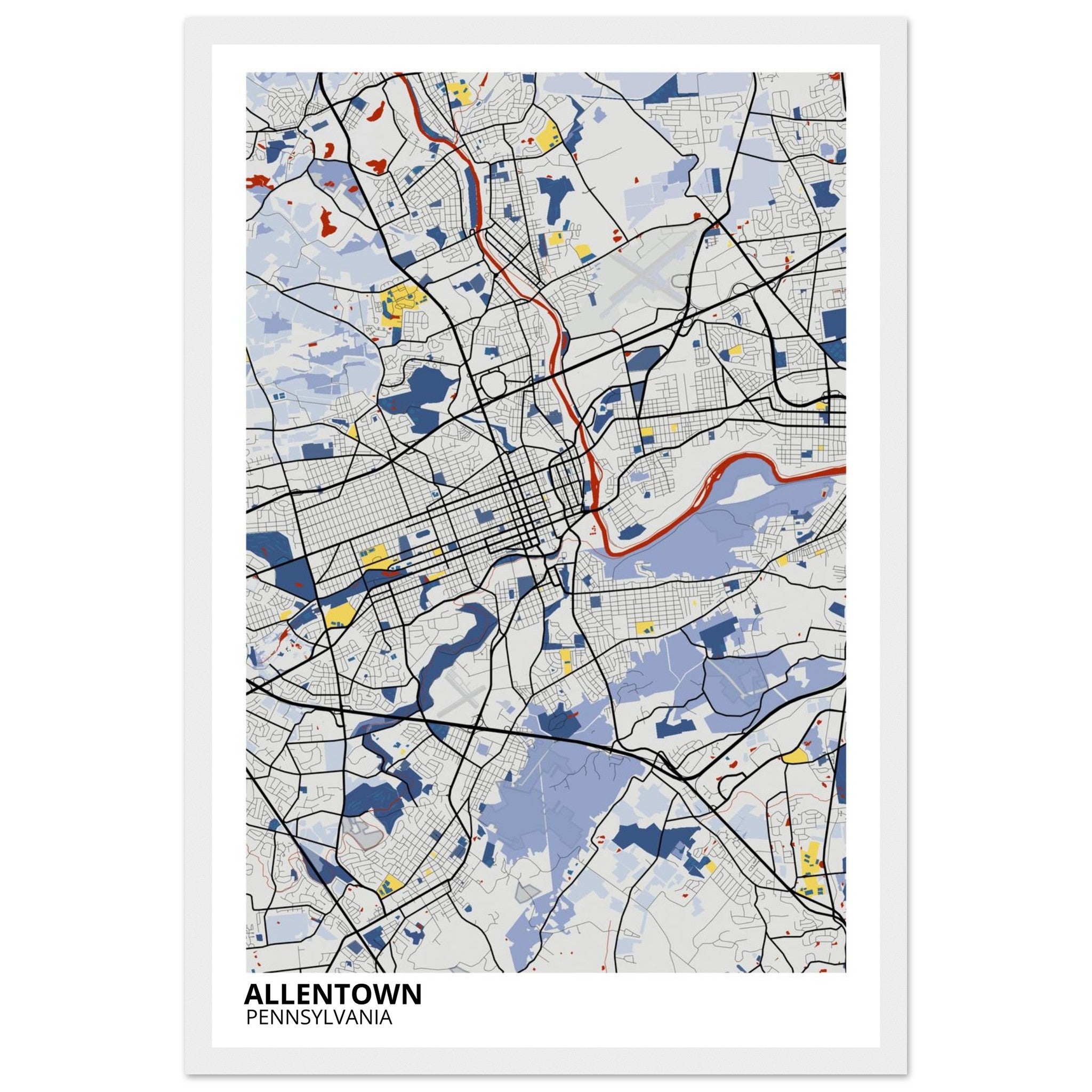allentown map poster print