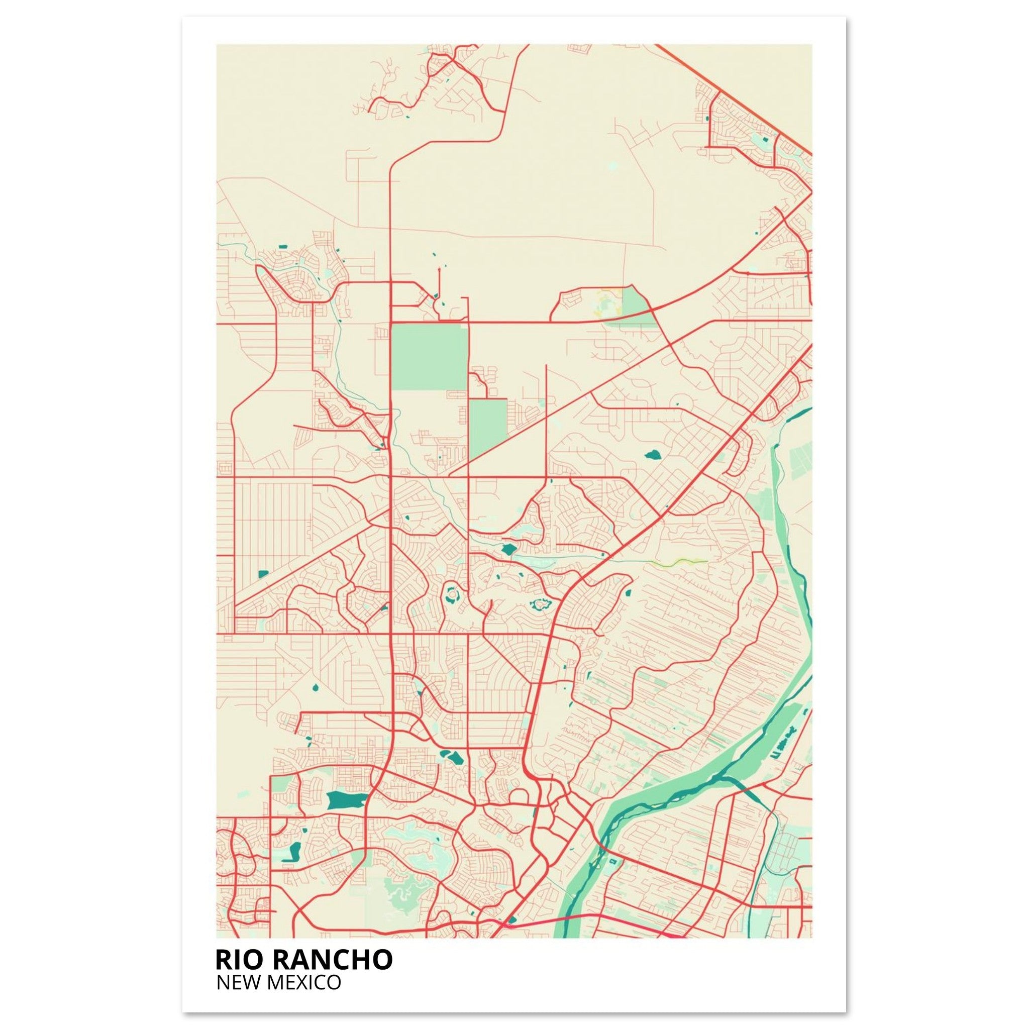 Rio Rancho New Mexico City Map Poster | Custom Map Art Print - Ink And Atlas