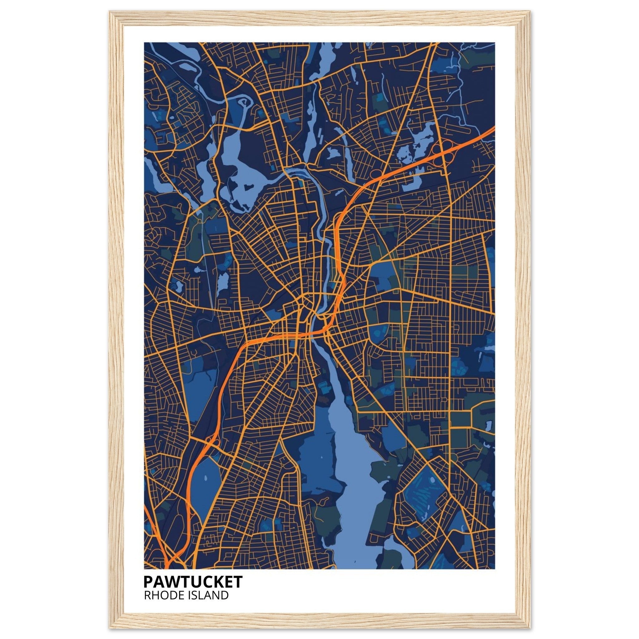 Pawtucket Rhode Island City Map Poster | Custom Map Art Print - Ink And Atlas